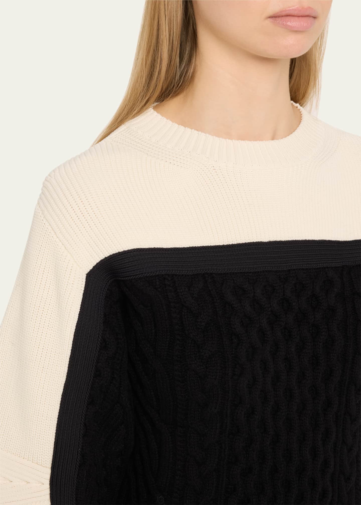 Colorblock Long-Sleeve Wool Mini Dress - Thumbnail 5