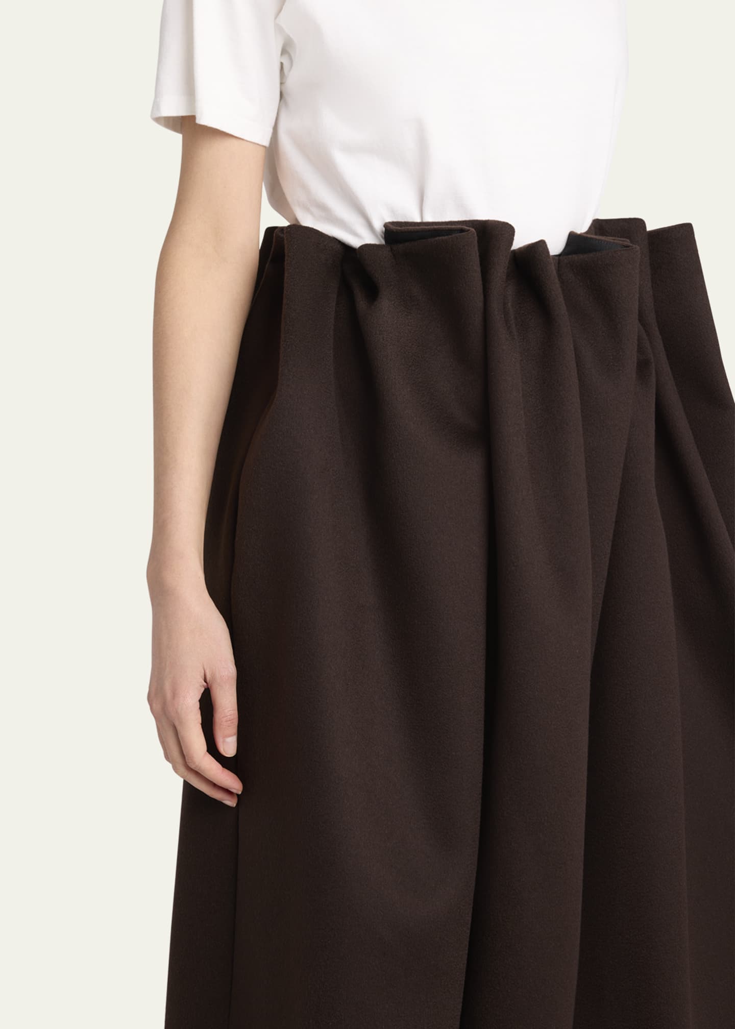 THE ROW Lamartine Gathered Midi Cashmere Wool Skirt
