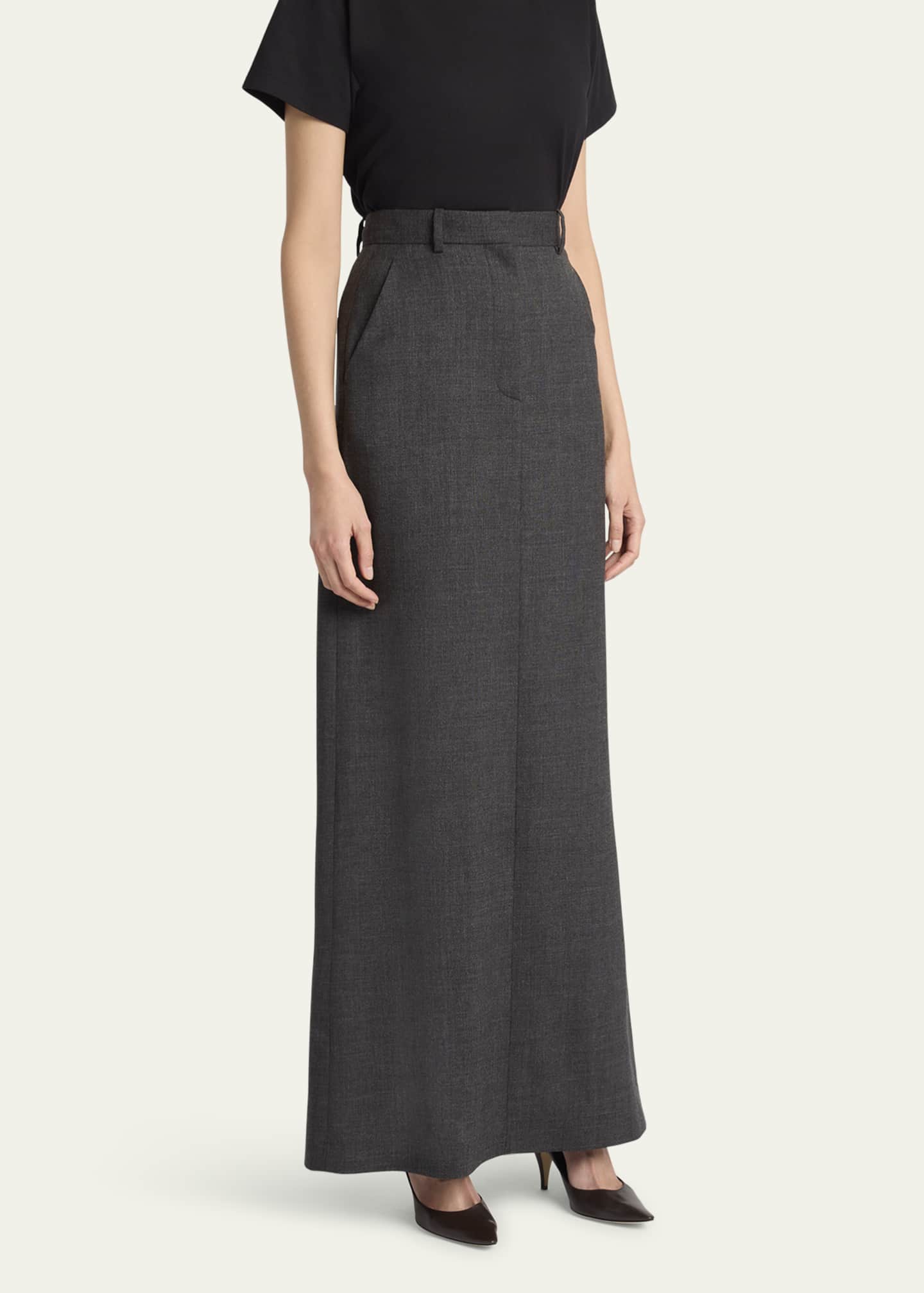 THE ROW Roux Long Wool Skirt Image 4 of 5