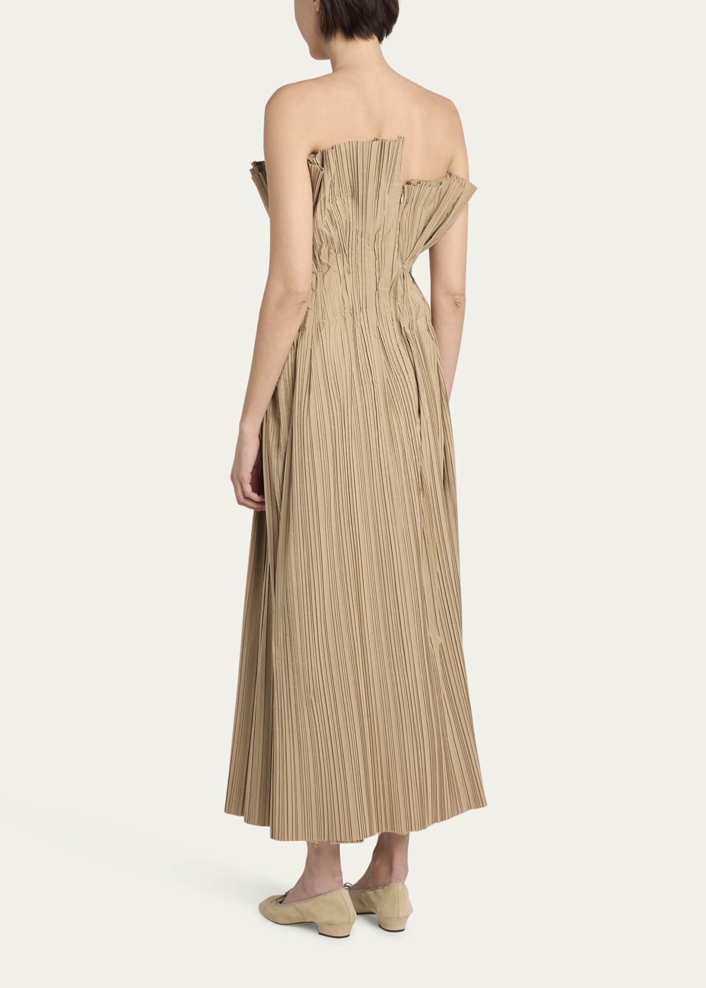 THE ROW Cristel Strapless Pleated Dress Image 3 of 5