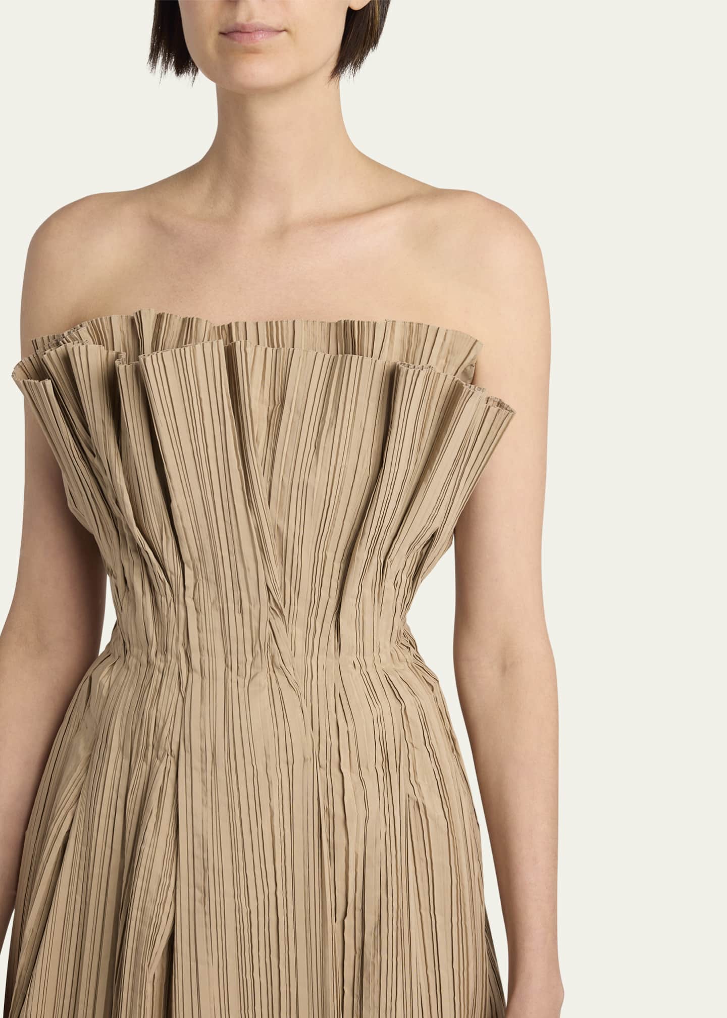 THE ROW Cristel Strapless Pleated Dress Image 5 of 5
