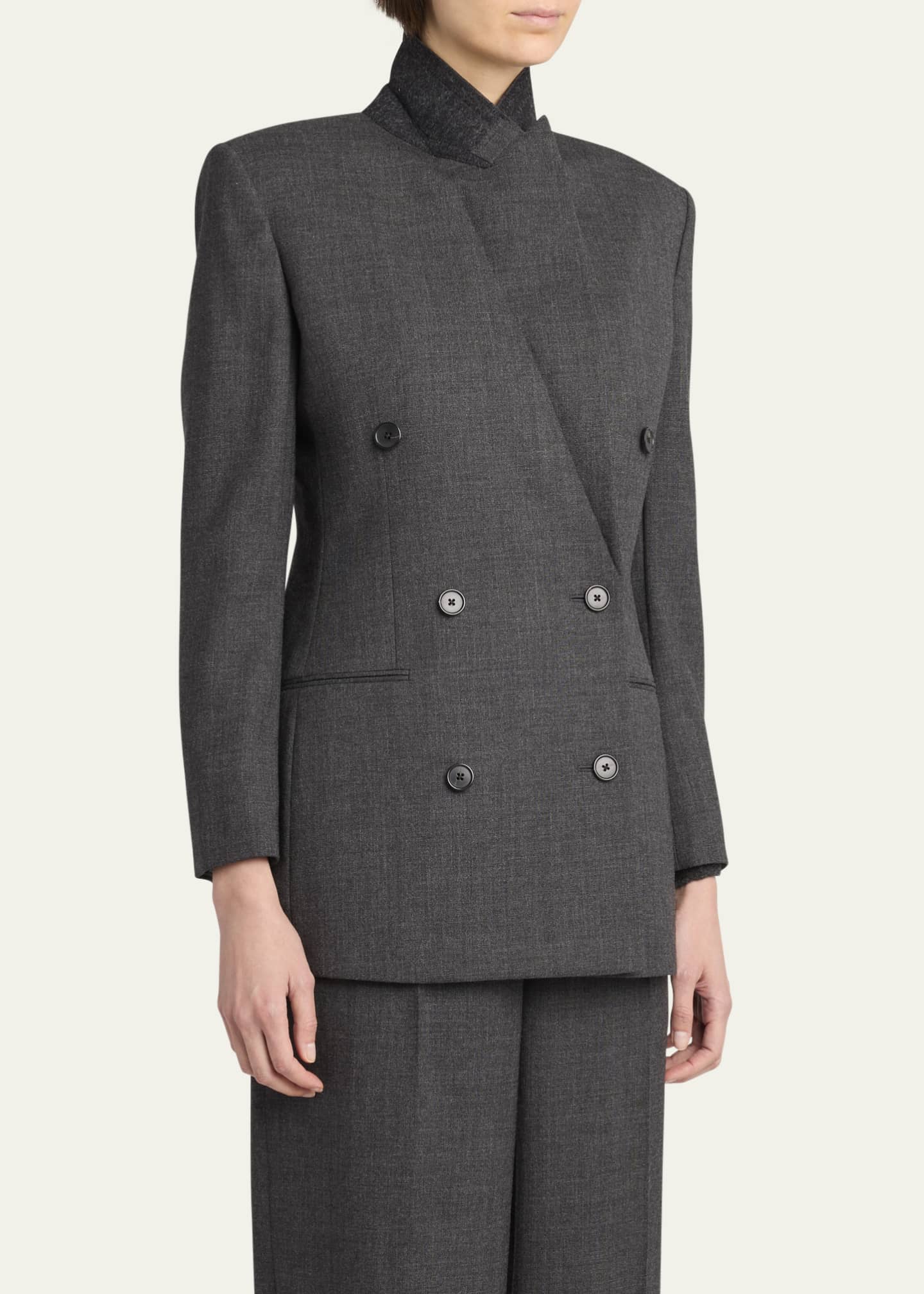THE ROW Franny Double-Breasted Wool Jacket Image 4 of 5