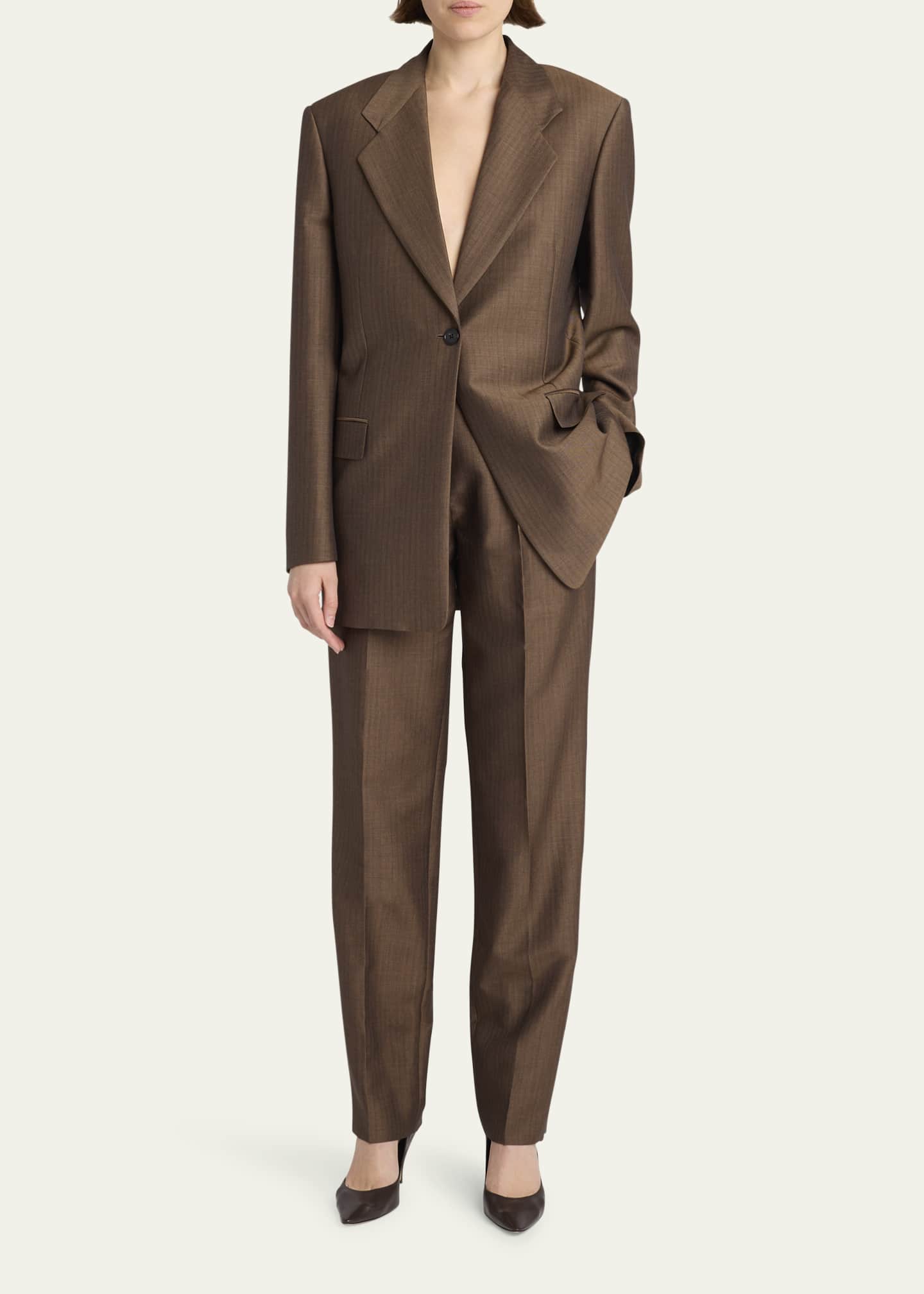 THE ROW Vermont One-Button Mohair Wool Jacket Image 2 of 5