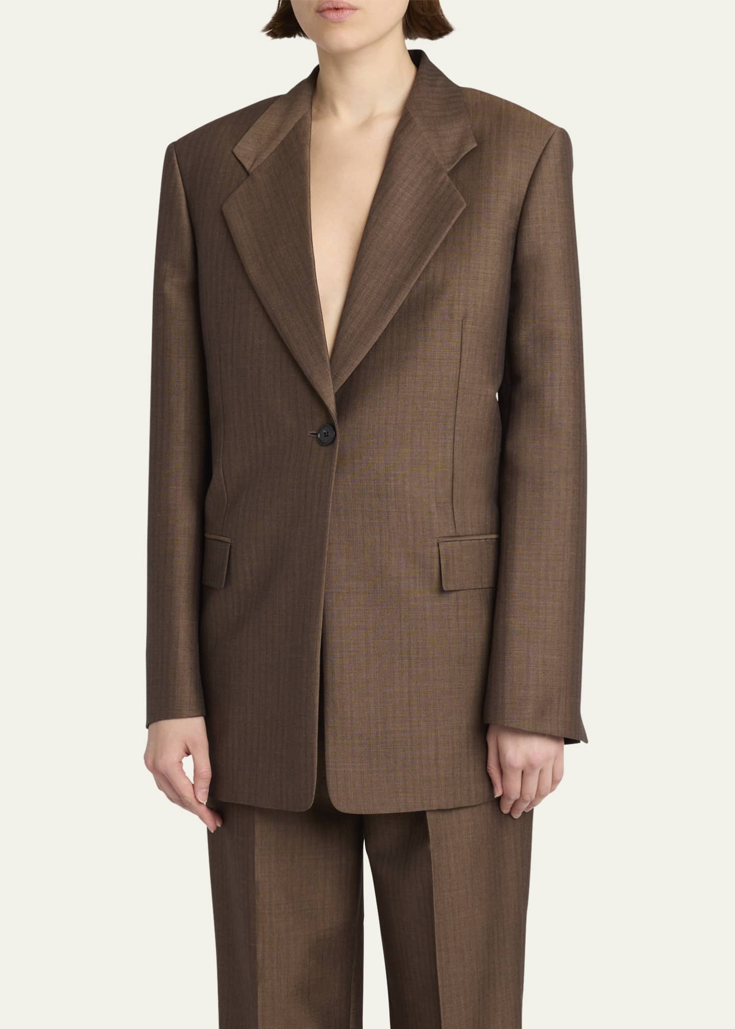 THE ROW Vermont One-Button Mohair Wool Jacket Image 4 of 5