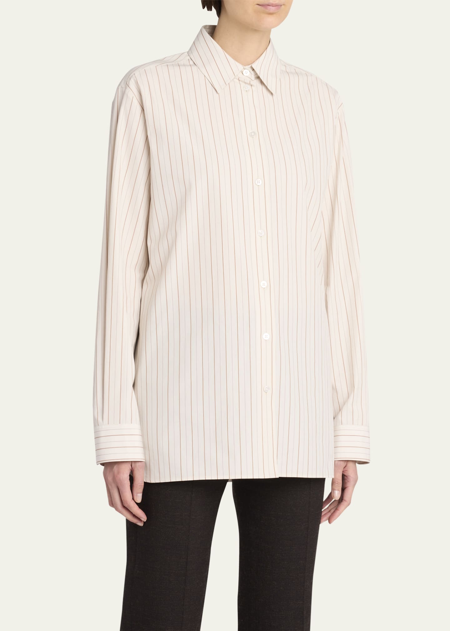 THE ROW Sisilia Stripe Button Down Blouse Image 4 of 5
