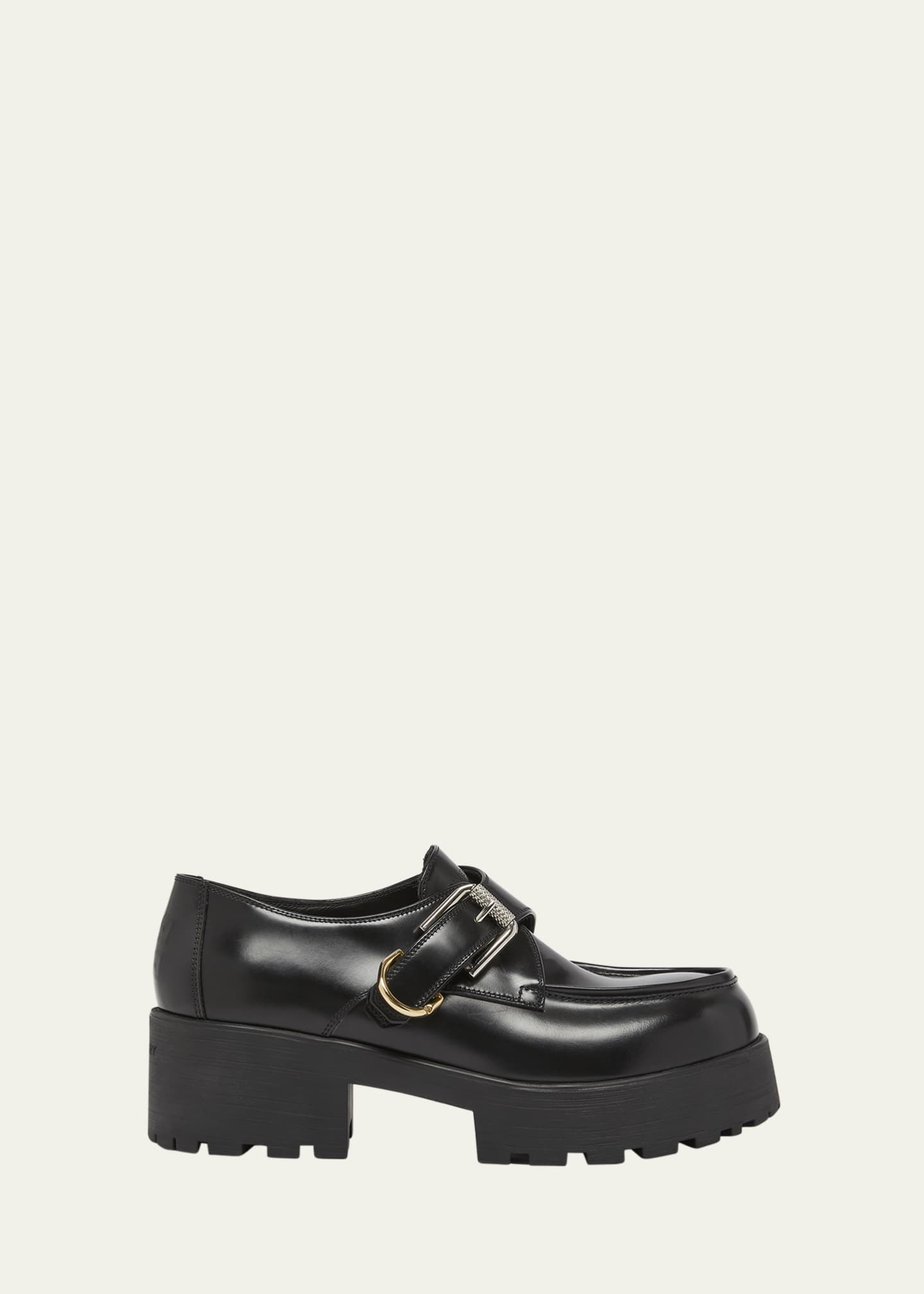 Givenchy Voyou Leather Monk Platform Loafers Image 1 of 3