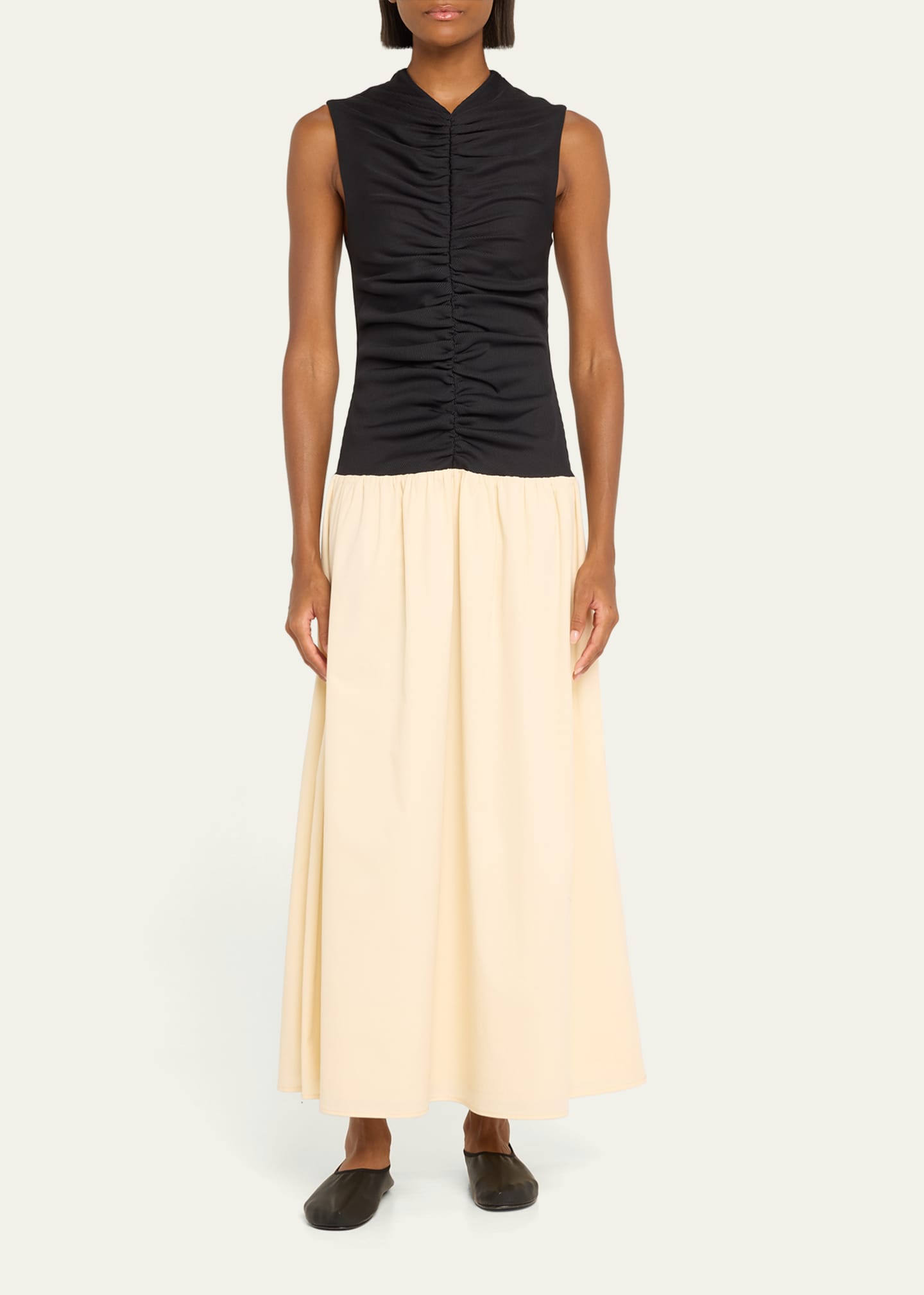 Isla Shirred Drop-Waist Midi Dress