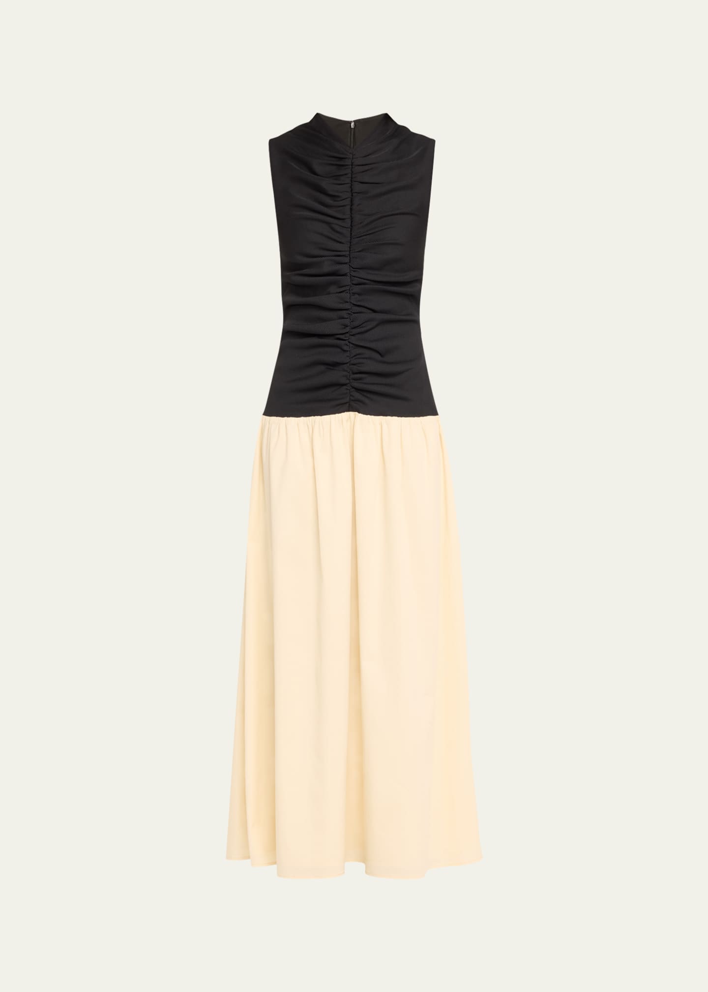 Isla Shirred Drop-Waist Midi Dress
