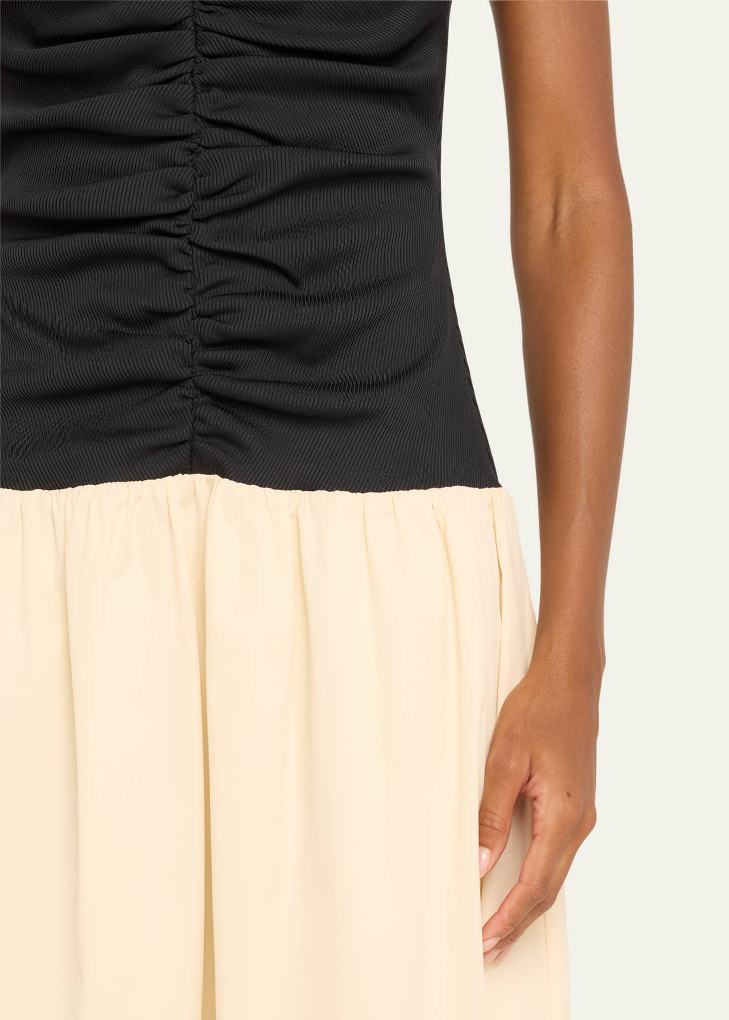 Isla Shirred Drop-Waist Midi Dress