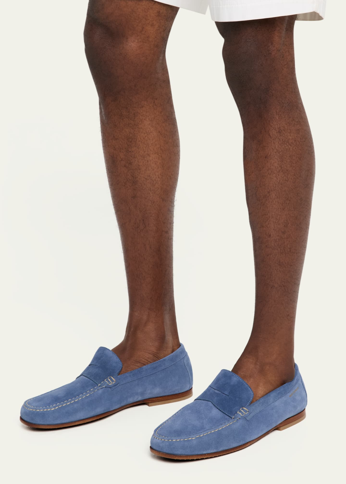 Stuart Weitzman Men's Brady Suede Penny Loafers Image 2 of 6