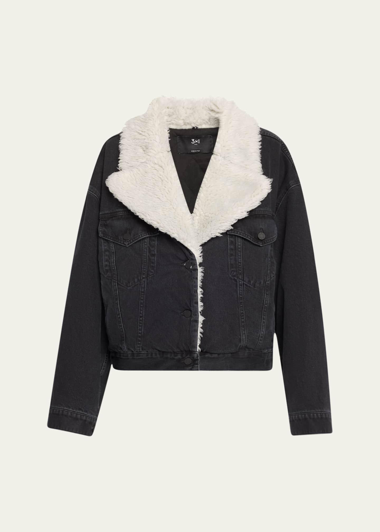 Teddy trucker jacket black hot sale