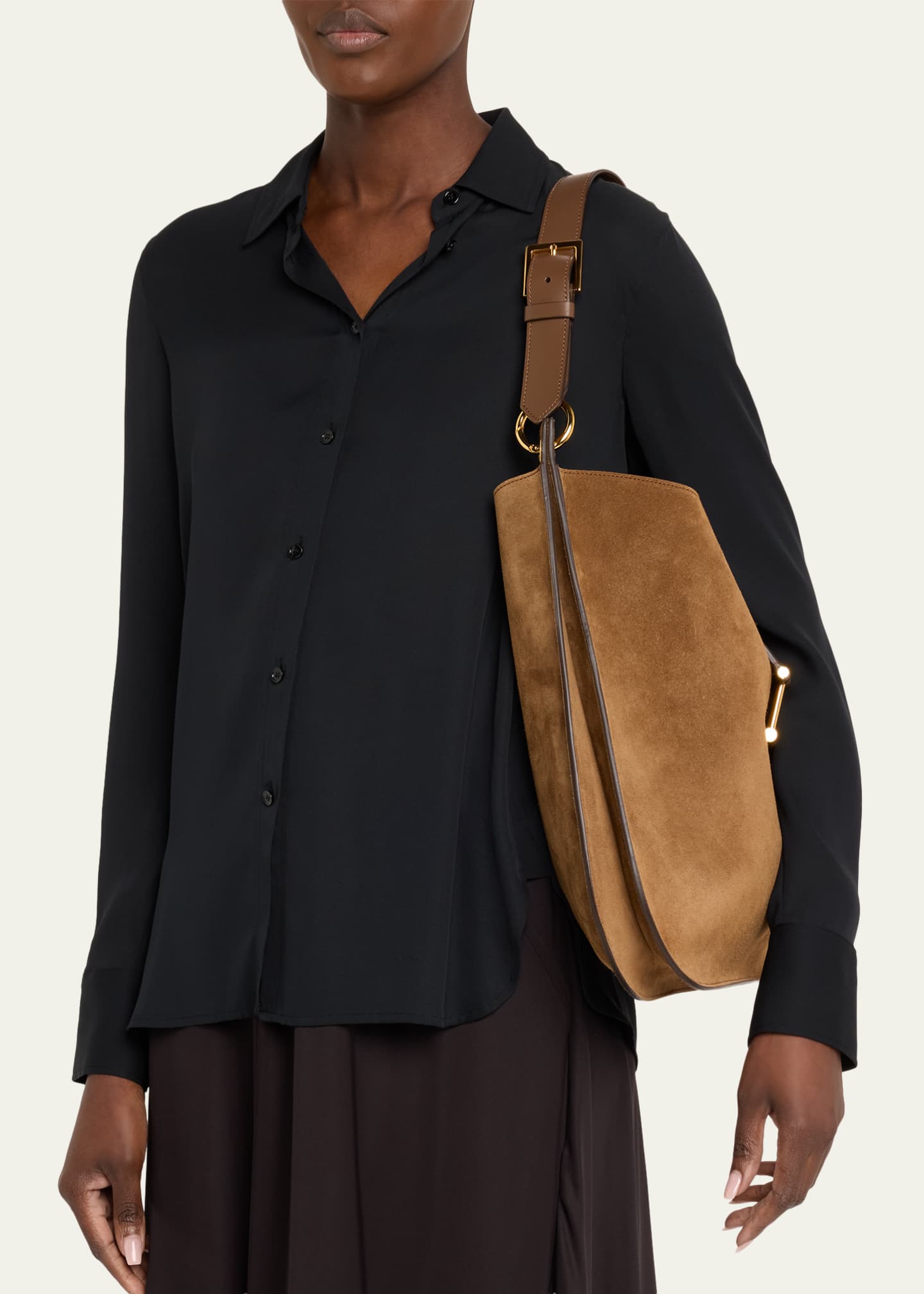 TOM FORD Tara Large Crossbody Bag in Suede and Leather - Bergdorf