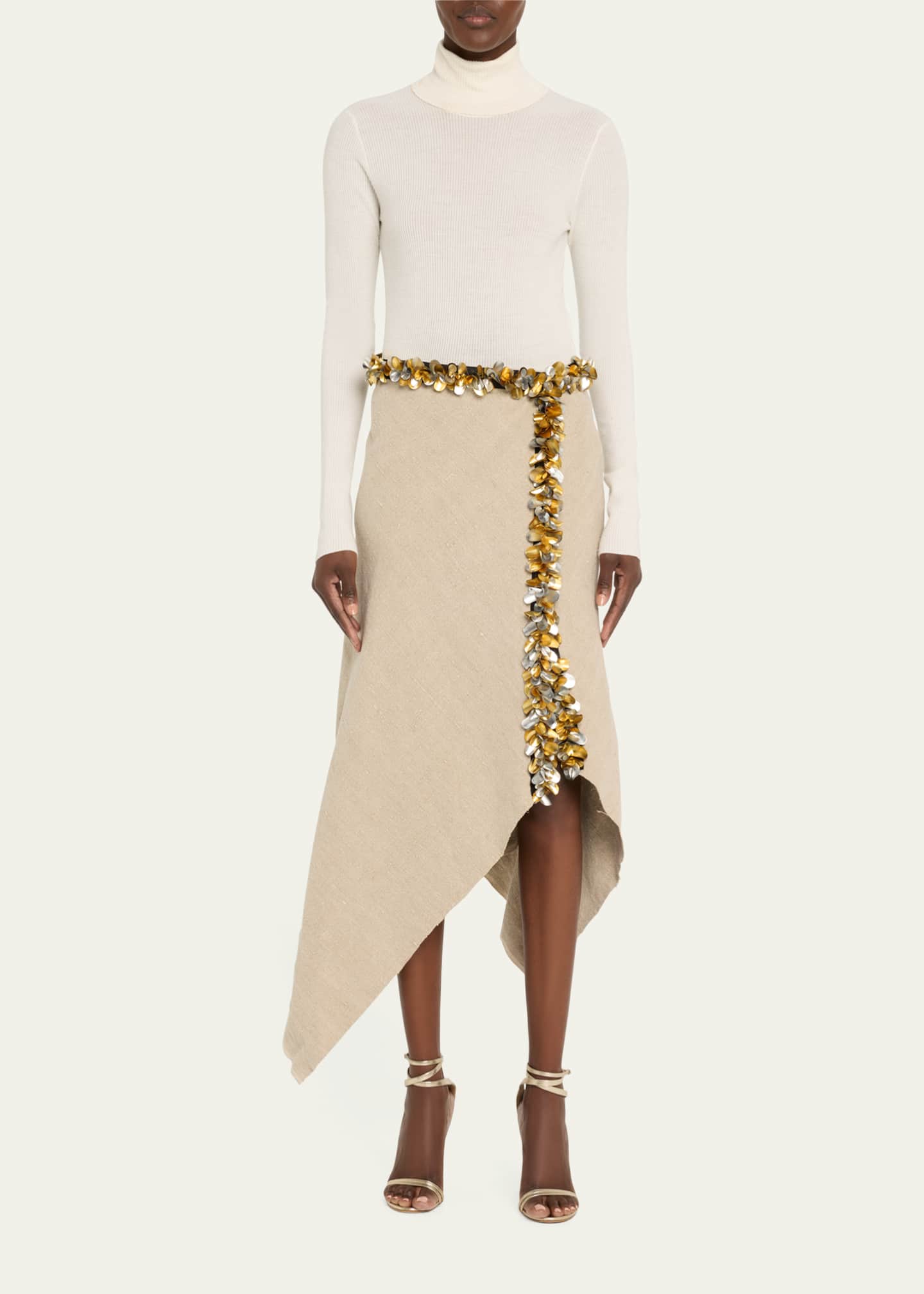 Diotima Darliston Sequined Handkerchief Midi Linen Skirt Image 2 of 5