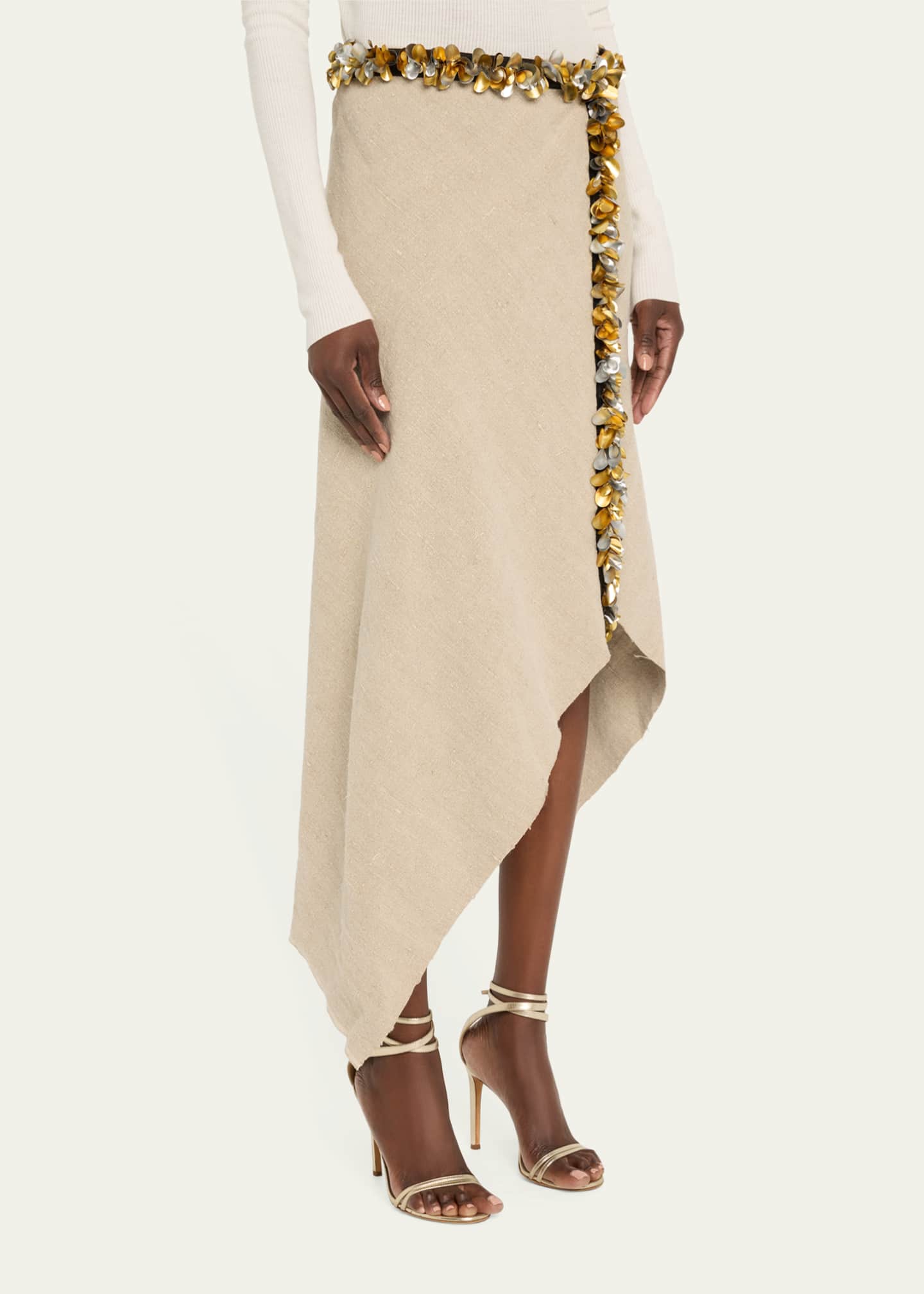 Diotima Darliston Sequined Handkerchief Midi Linen Skirt Image 4 of 5