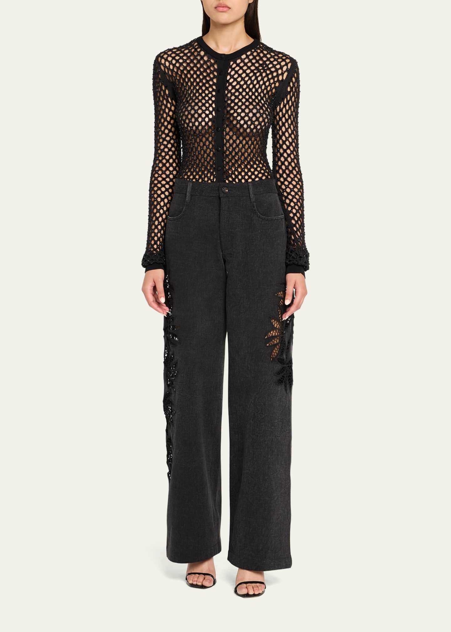 Diotima Stulla Botanical Cutout Wide-Leg Jeans Image 2 of 5