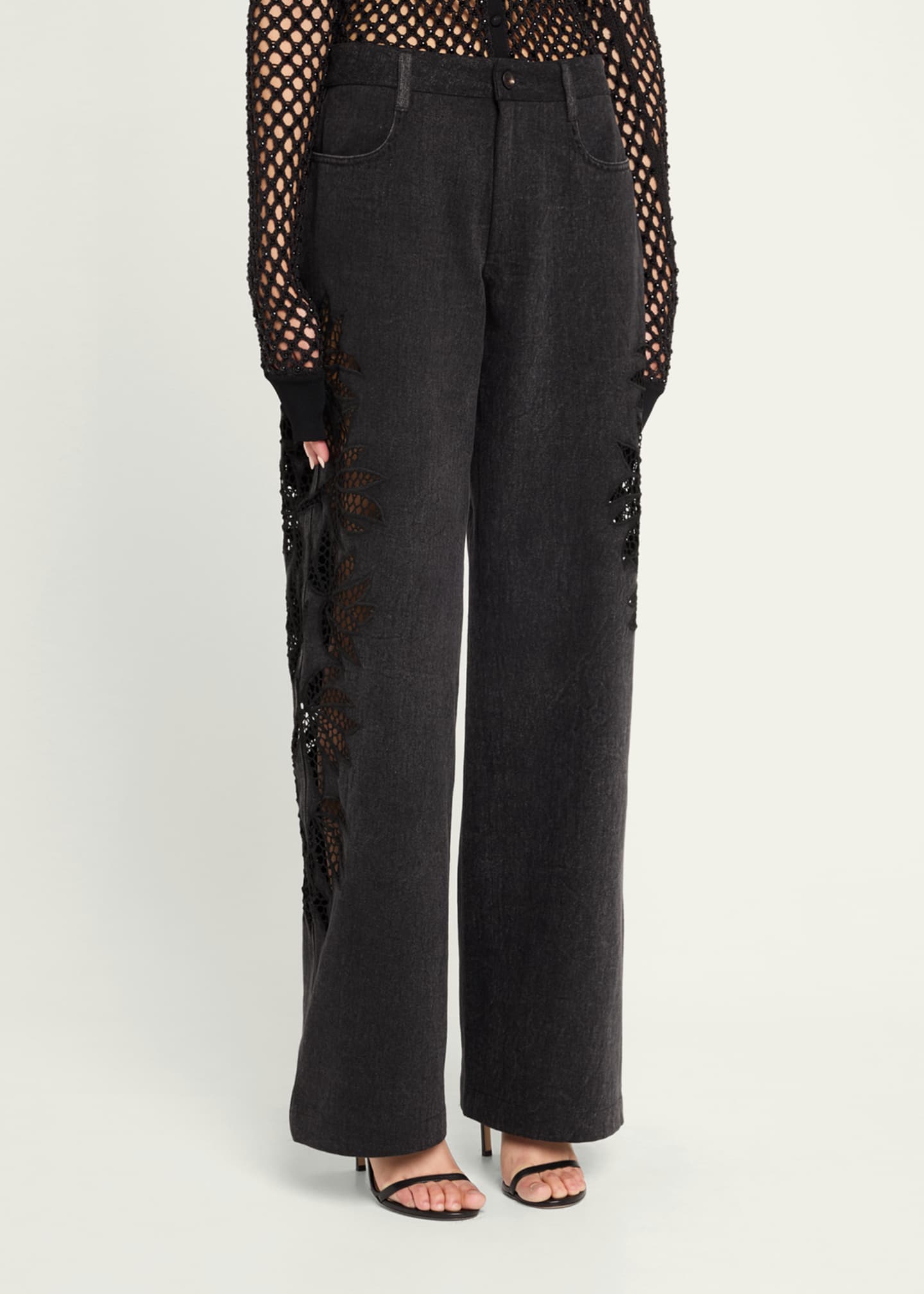 Diotima Stulla Botanical Cutout Wide-Leg Jeans Image 4 of 5