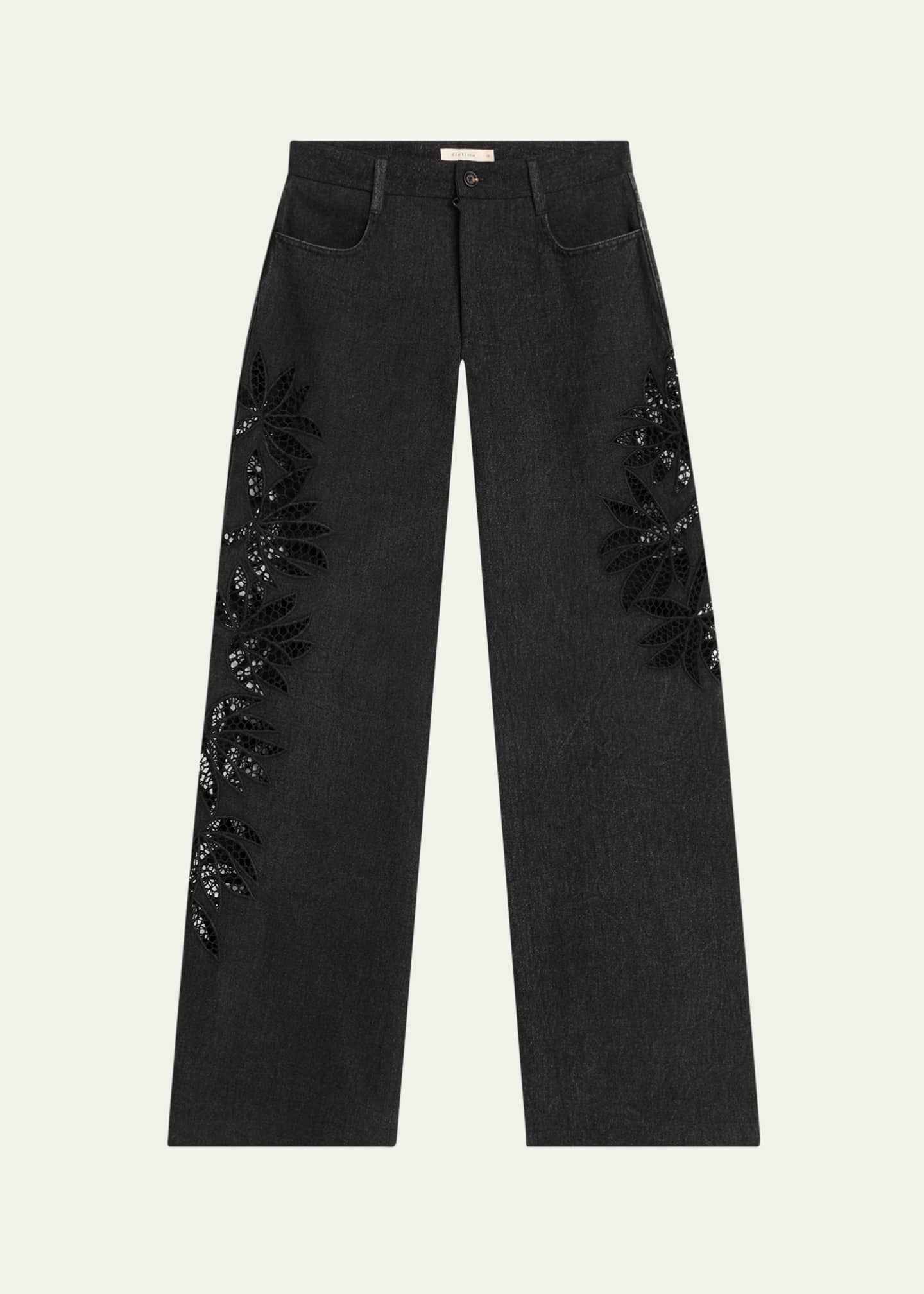 Diotima Stulla Botanical Cutout Wide-Leg Jeans Image 1 of 5