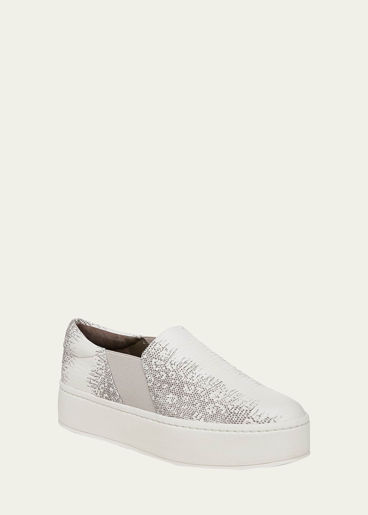 Vince Warren Snake-Embossed Leather Platform Sneakers Image 2 of 4