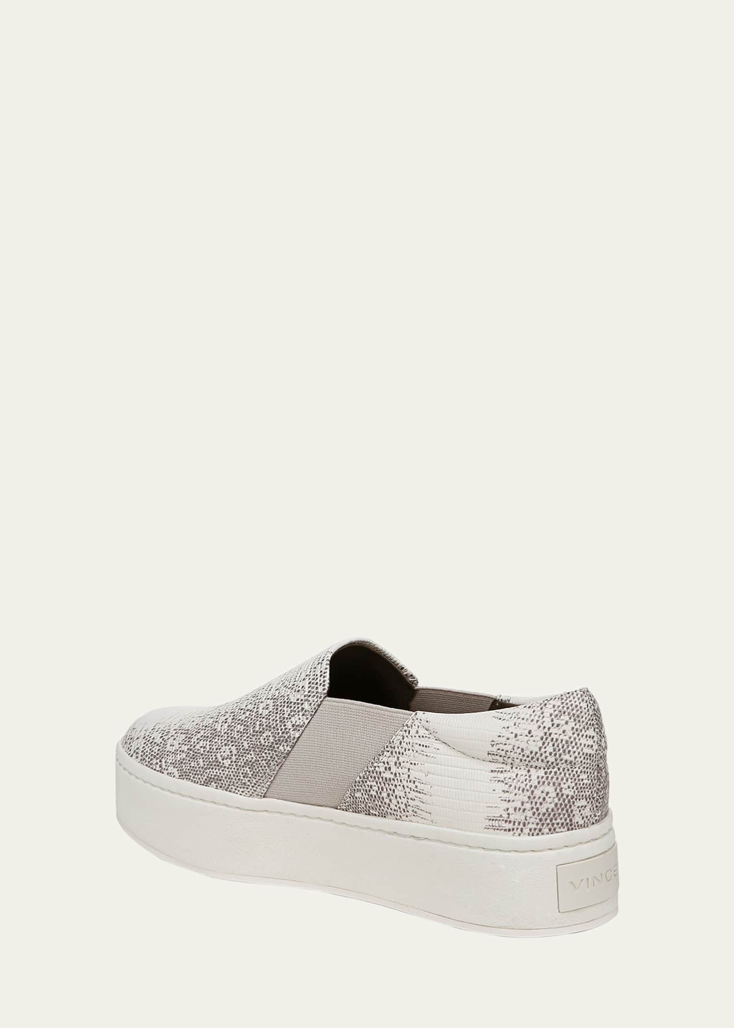 Vince Warren Snake-Embossed Leather Platform Sneakers Image 3 of 4