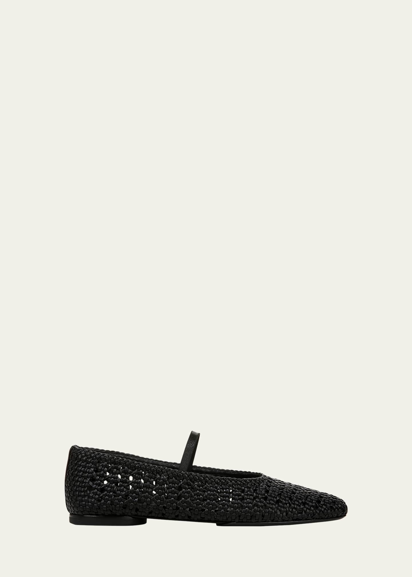 Vince Vivian Crochet Leather Mary Jane Ballerina Flats Image 1 of 5