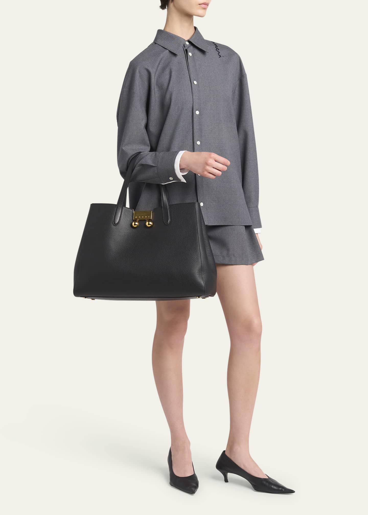 Marni Trunkaroo Medium Calfskin Tote Bag Image 5 of 5