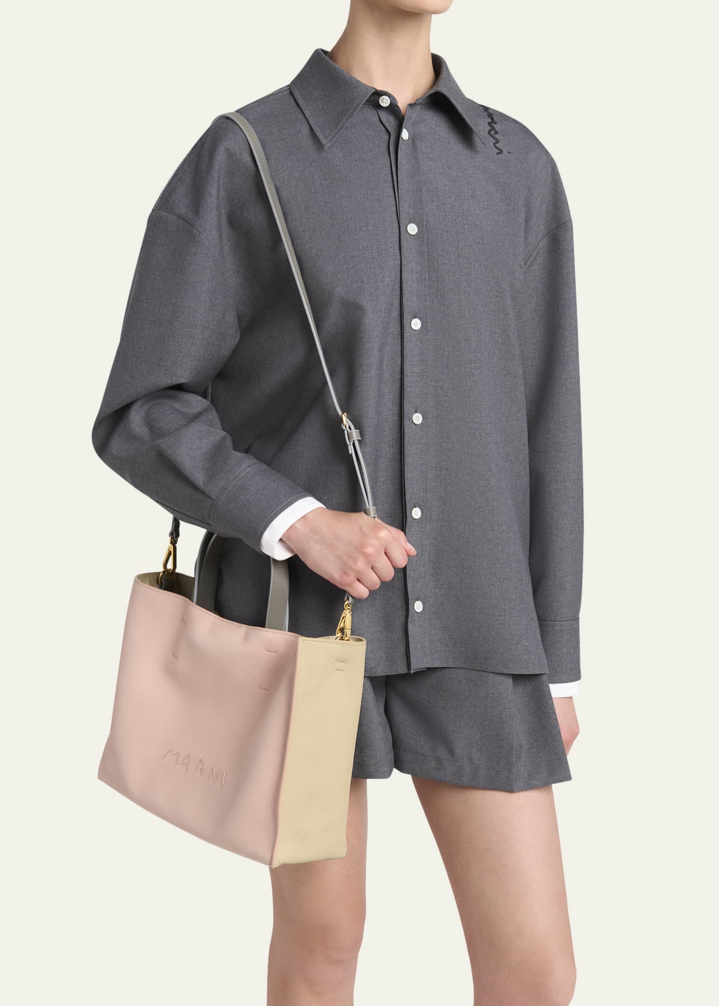 Marni Museo Small East-West Colorblock Leather Tote Bag Image 2 of 5