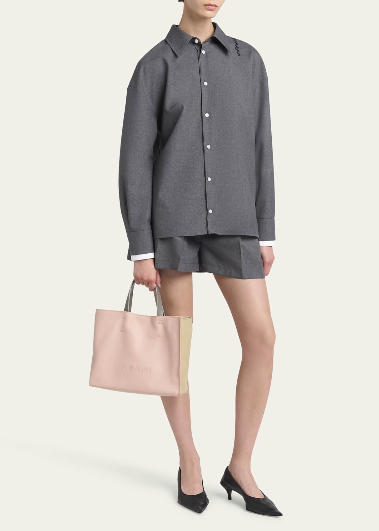 Marni Museo Small East-West Colorblock Leather Tote Bag Image 5 of 5