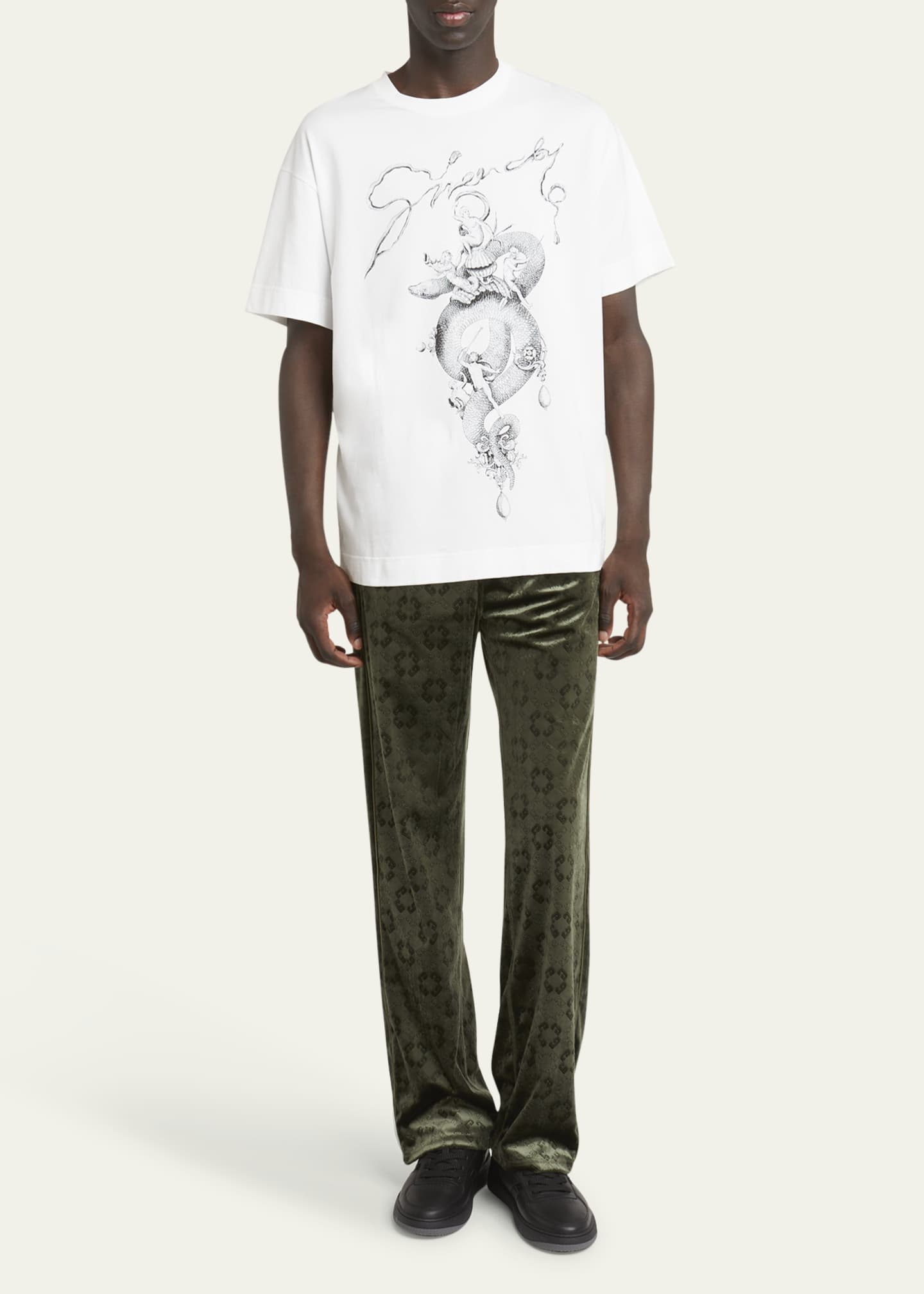 Givenchy Men's Jersey CNY Snake-Print T-Shirt Image 2 of 5