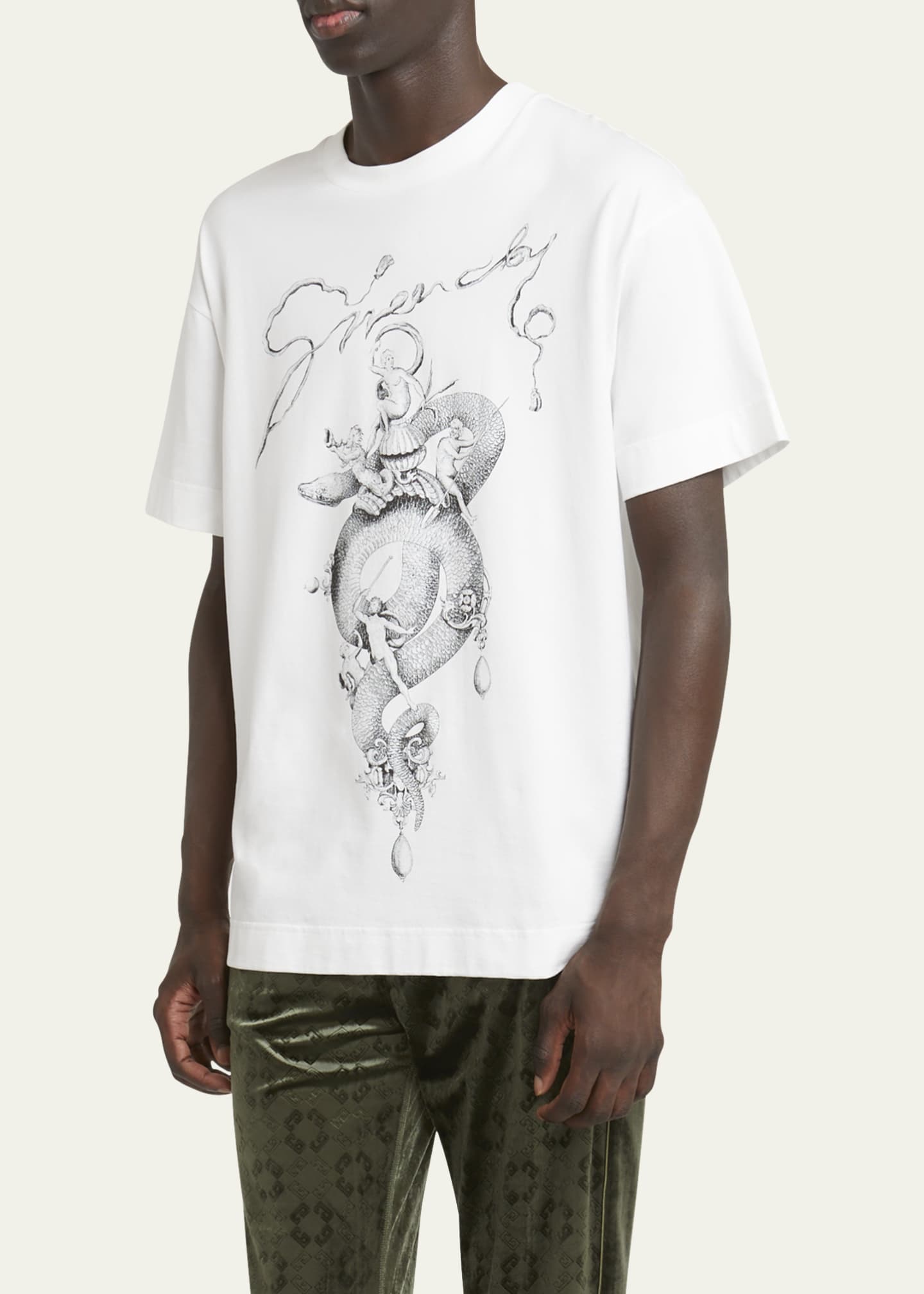 Givenchy Men's Jersey CNY Snake-Print T-Shirt Image 4 of 5