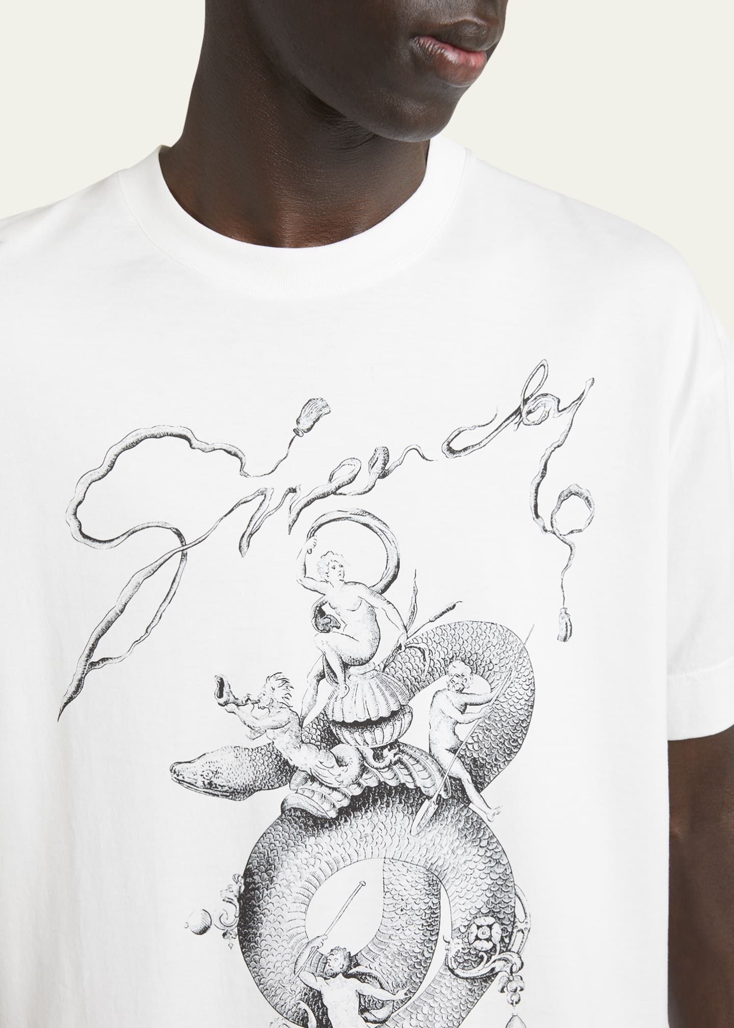 Givenchy Men's Jersey CNY Snake-Print T-Shirt Image 5 of 5
