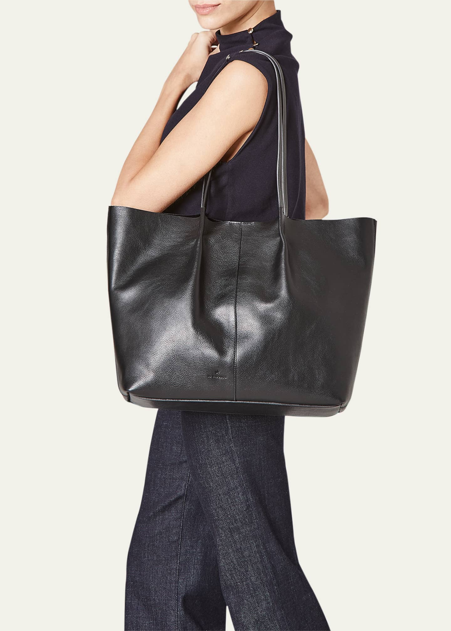 Nina Pleated Leather Tote Bag