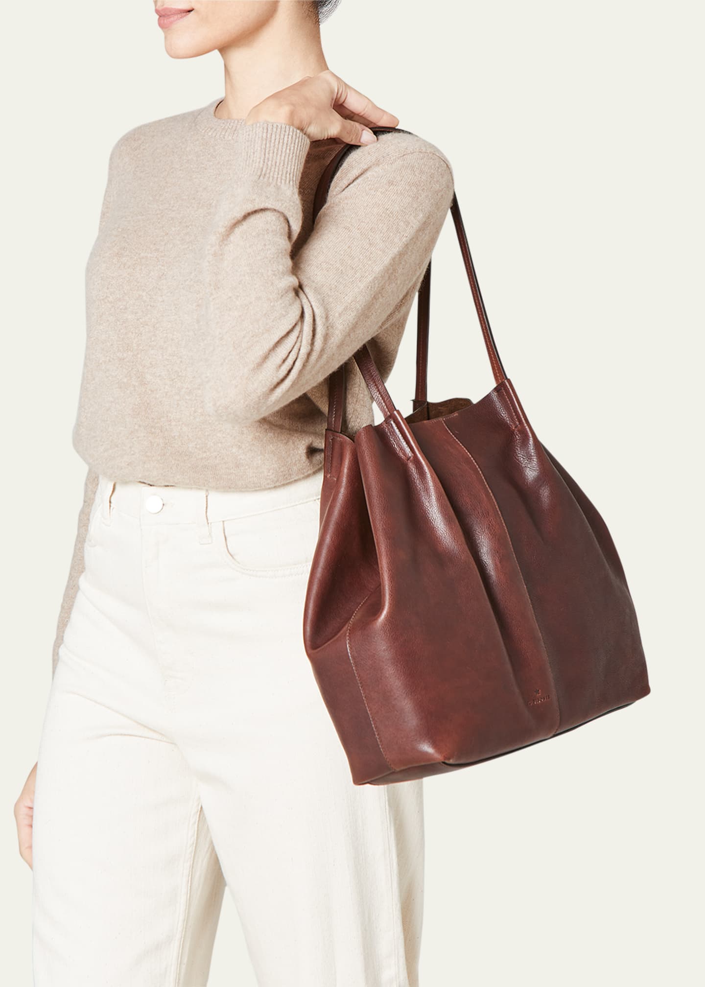 Il Bisonte Nina Pleated Leather Tote Bag Image 2 of 4