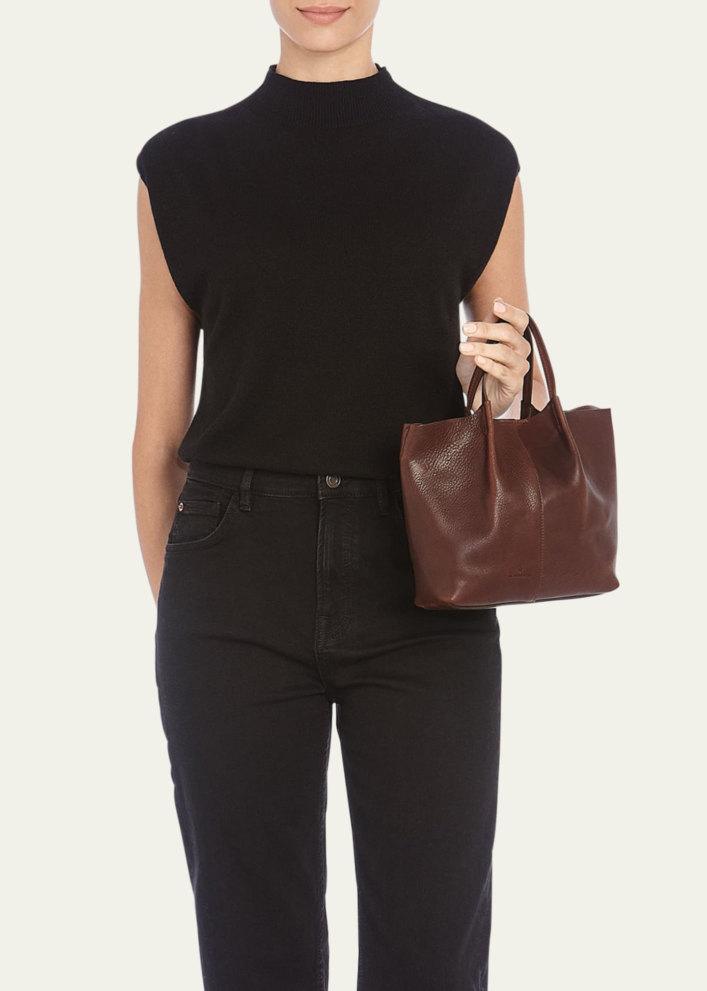 Il Bisonte Nina Small Pleated Leather Tote Bag Image 2 of 4