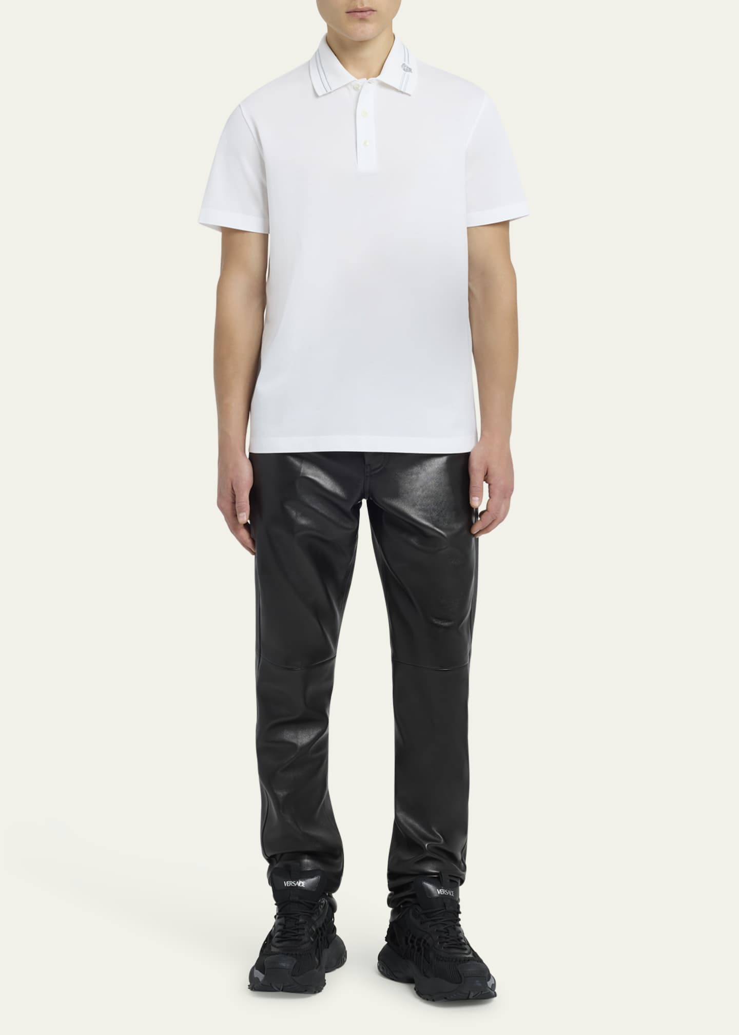 Versace Men's Medusa-Collar Pique Polo Shirt Image 2 of 5