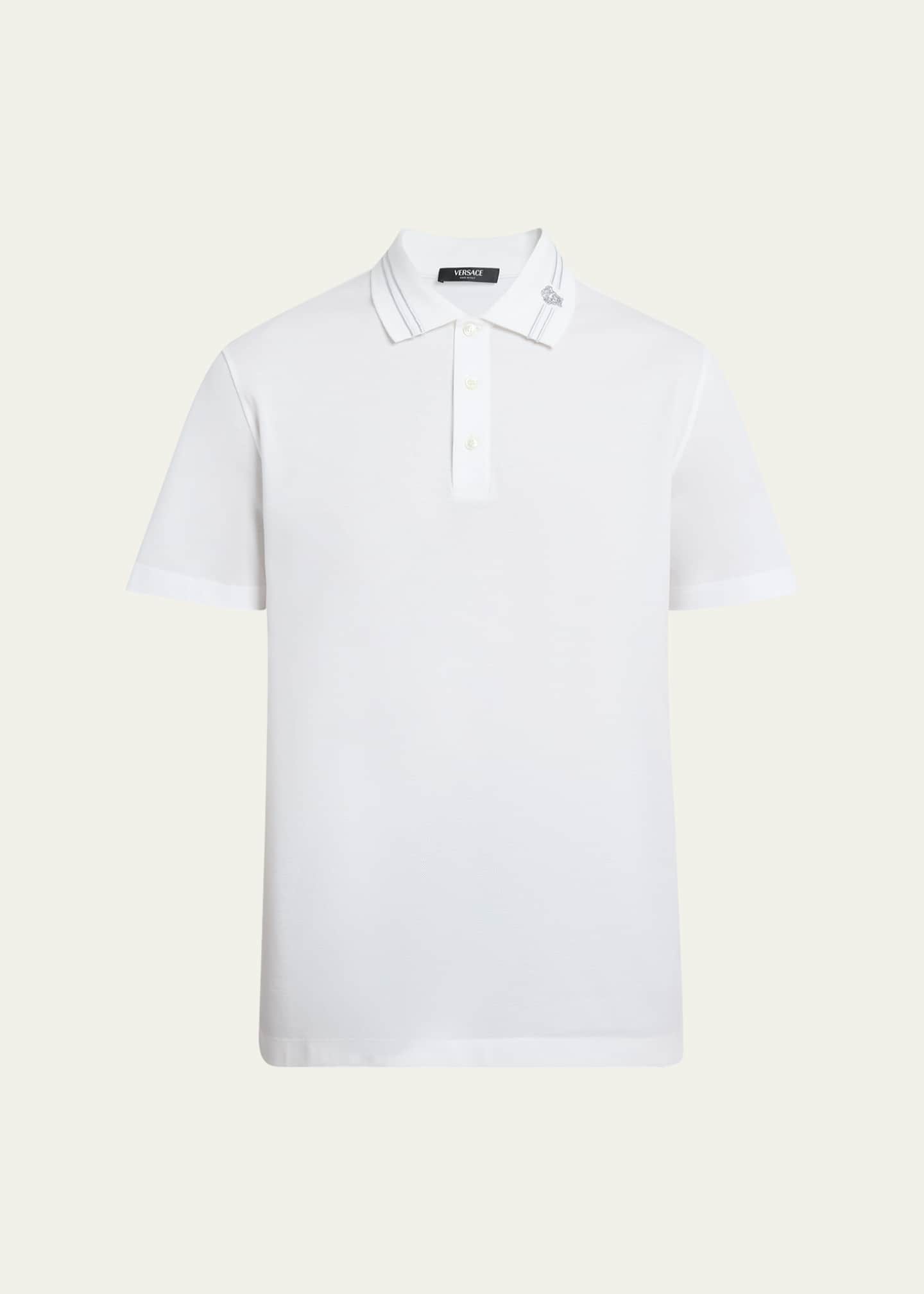 Versace Men's Medusa-Collar Pique Polo Shirt Image 1 of 5