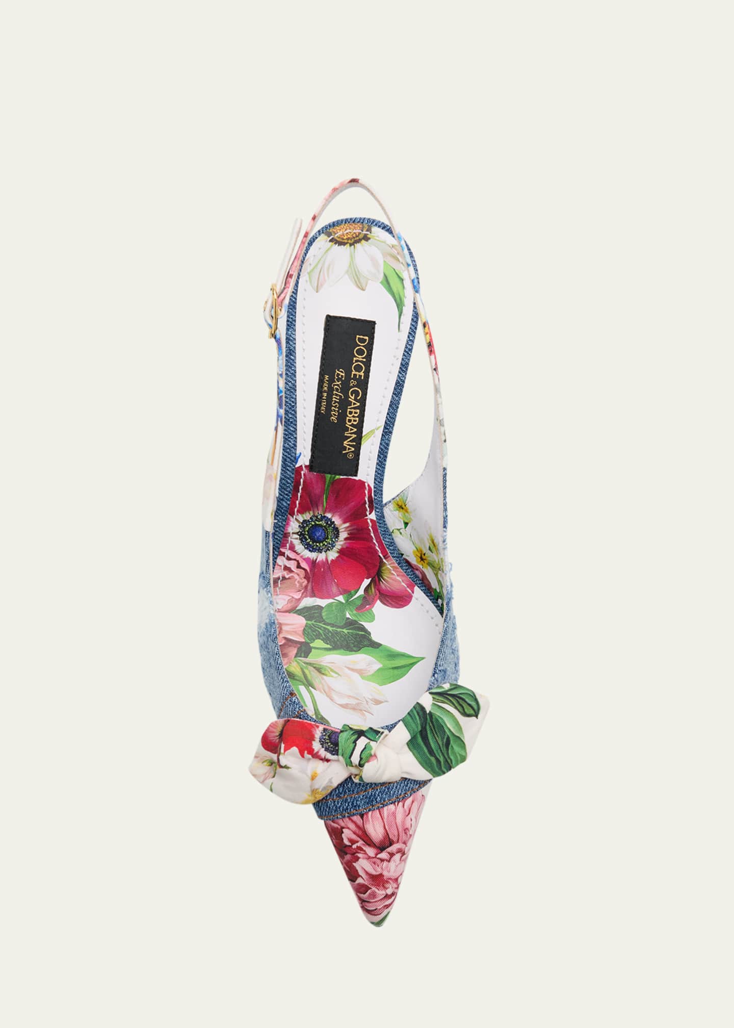Dolce&Gabbana Lollo Eva Floral Bow Slingback Pumps Image 6 of 6