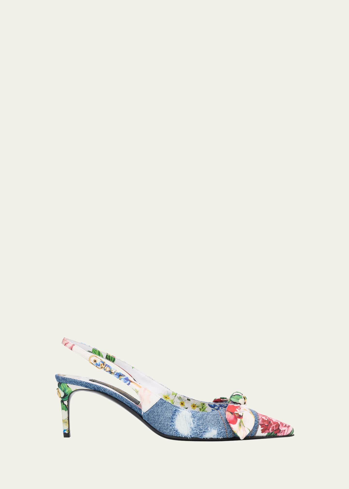 Dolce&Gabbana Lollo Eva Floral Bow Slingback Pumps Image 1 of 6