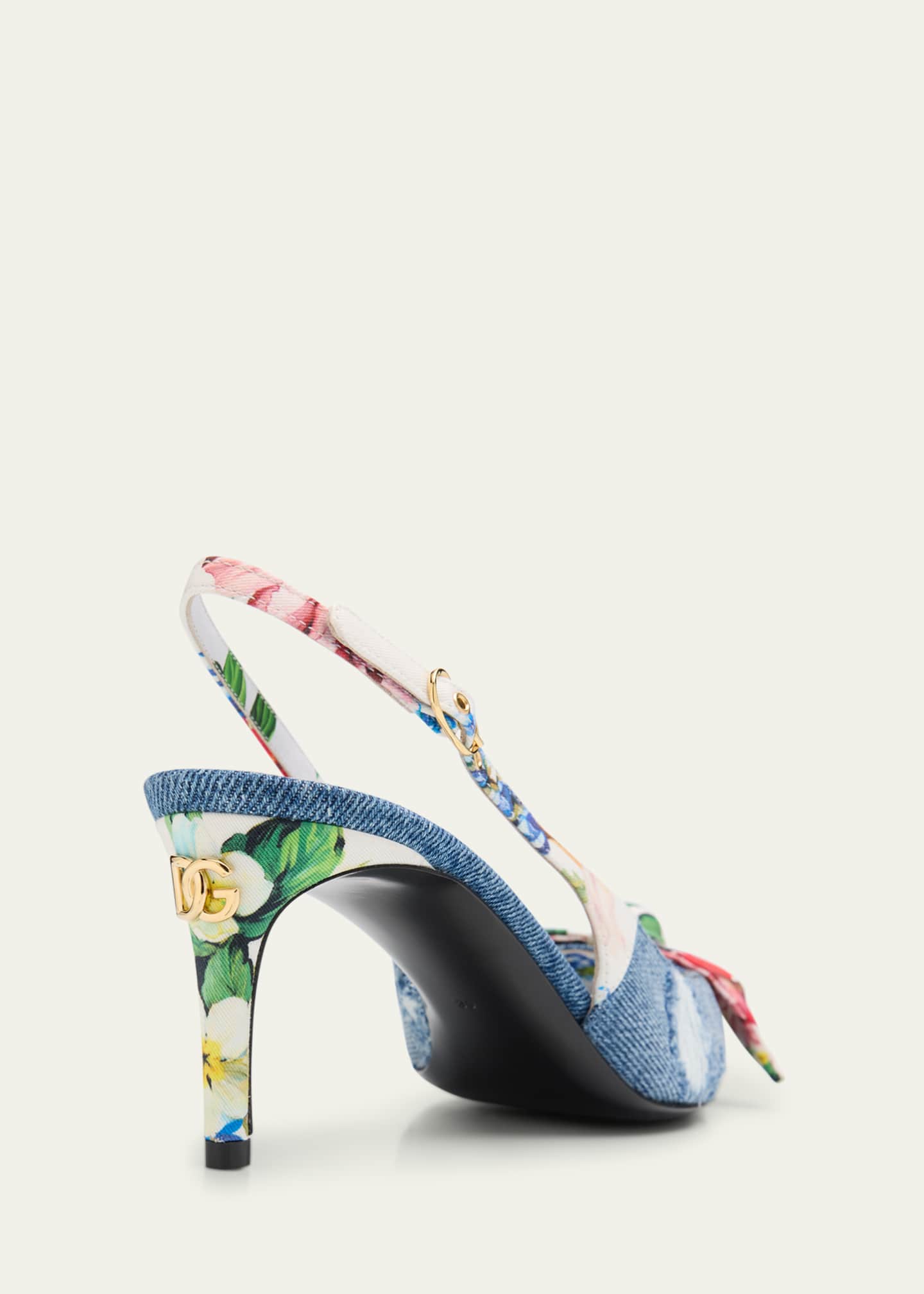 Dolce&Gabbana Lollo Eva Floral Bow Slingback Pumps Image 5 of 6