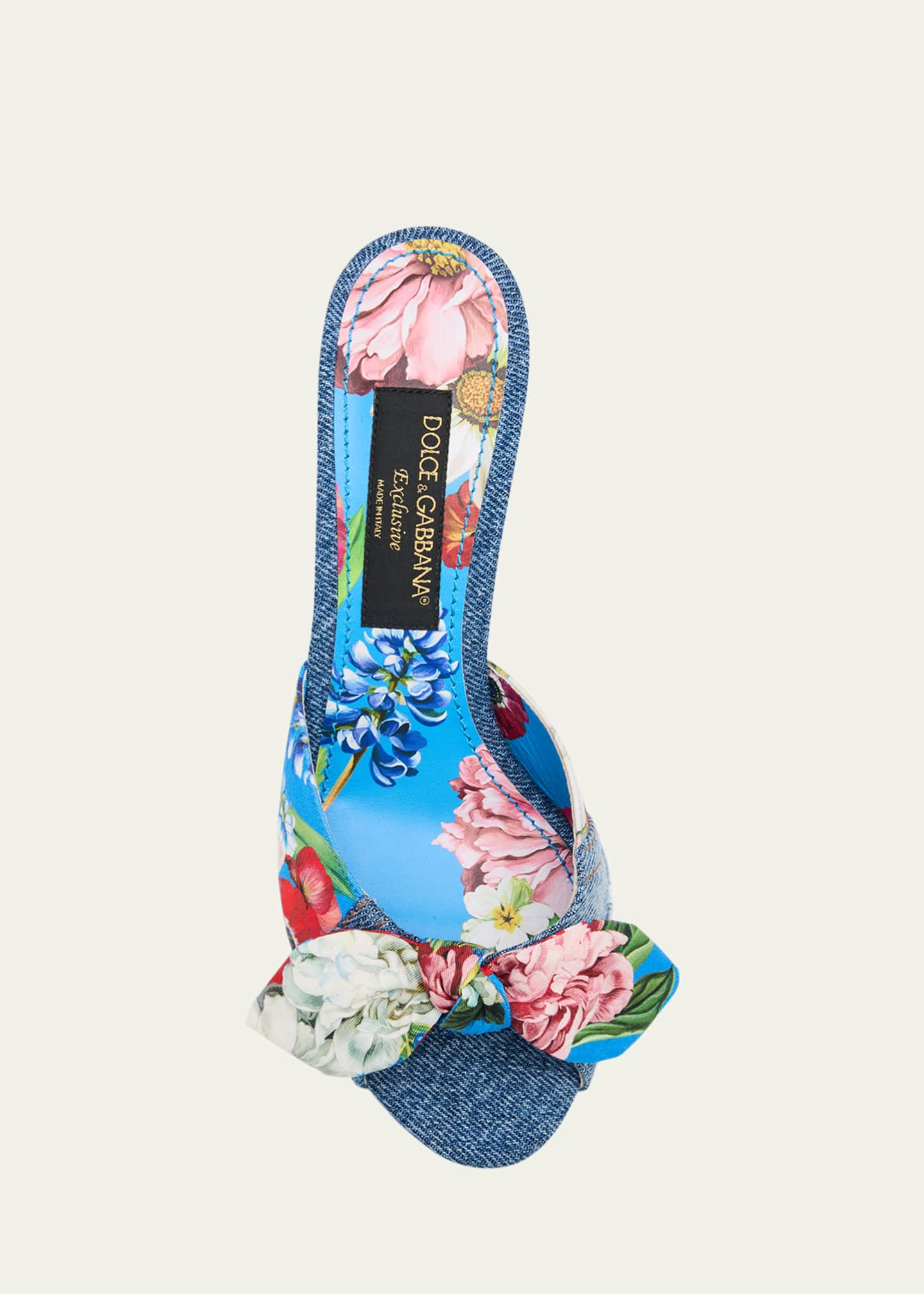 Dolce&Gabbana Kiera Sofia Denim Floral Bow Sandals Image 6 of 6