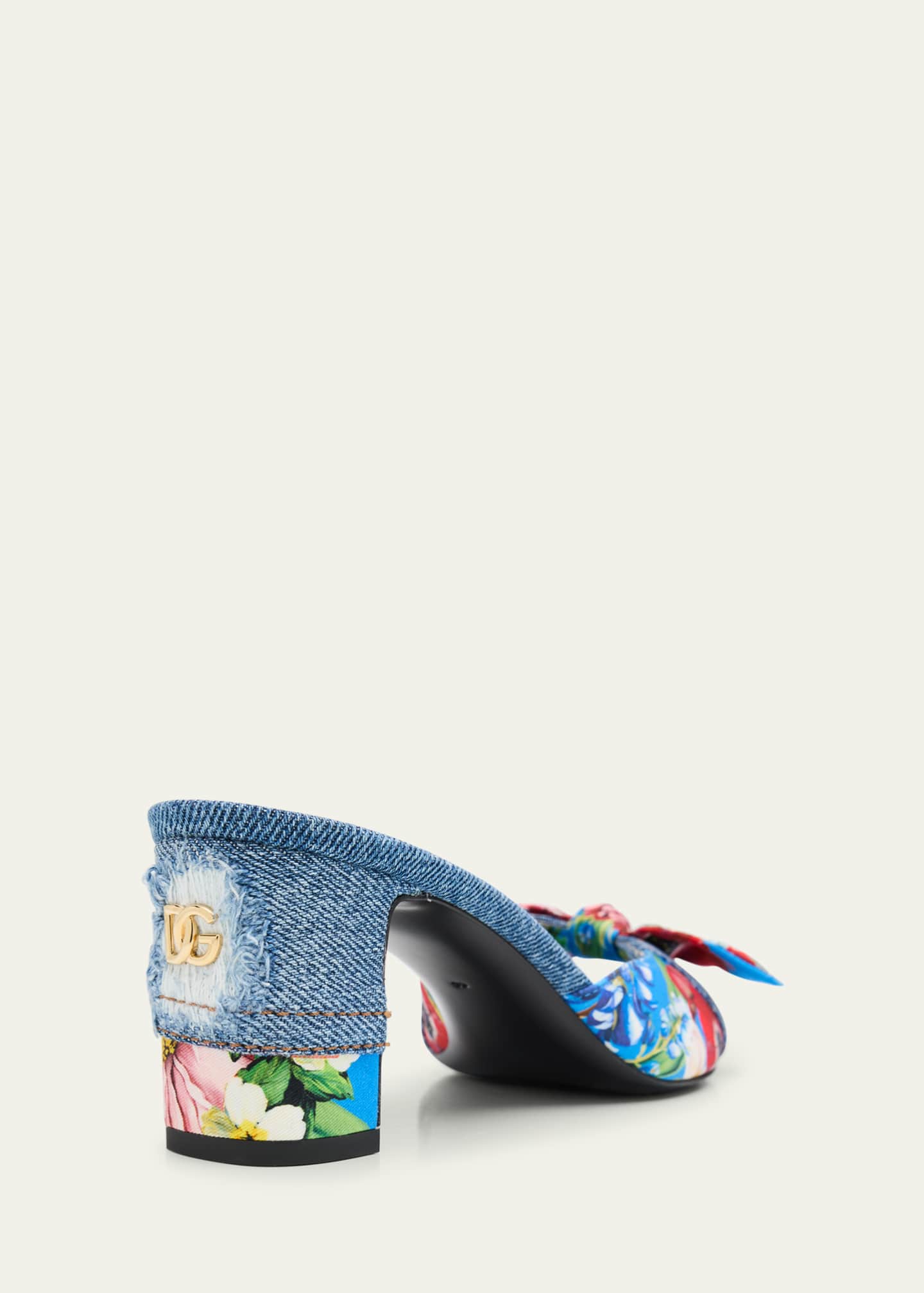 Dolce&Gabbana Kiera Sofia Denim Floral Bow Sandals Image 5 of 6