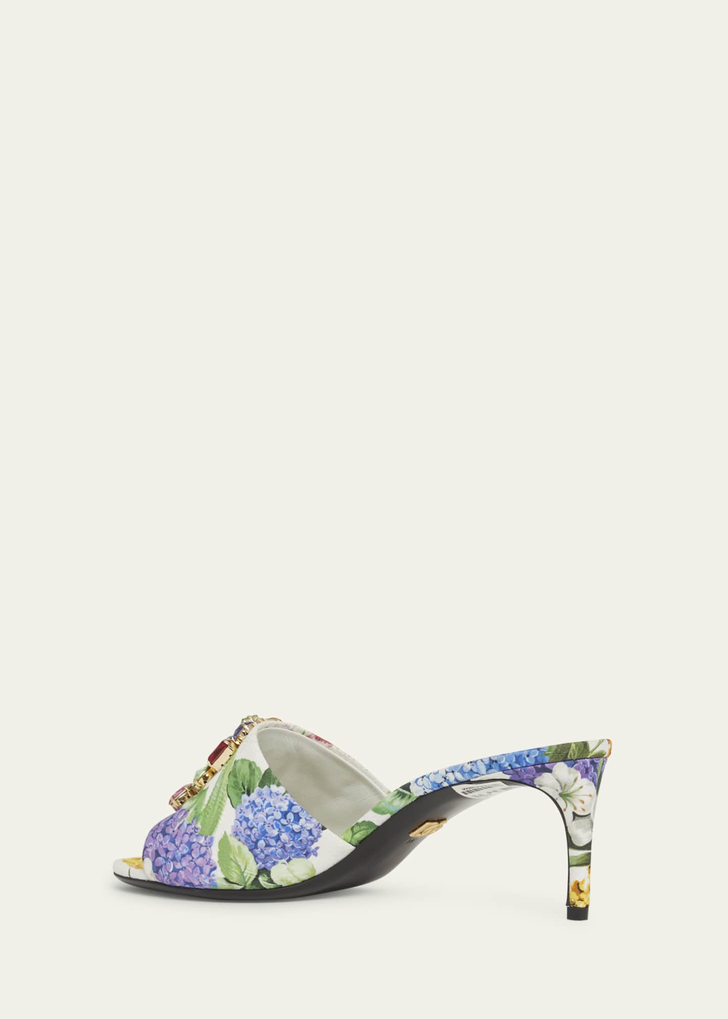 Dolce&Gabbana Keira Floral Jeweled Mule Sandals Image 4 of 6