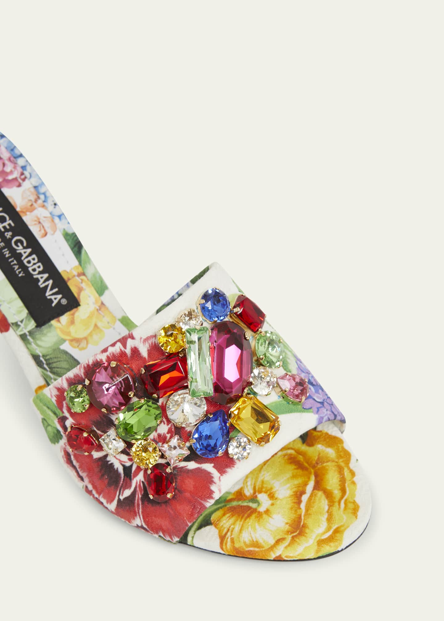 Dolce&Gabbana Keira Floral Jeweled Mule Sandals Image 5 of 6