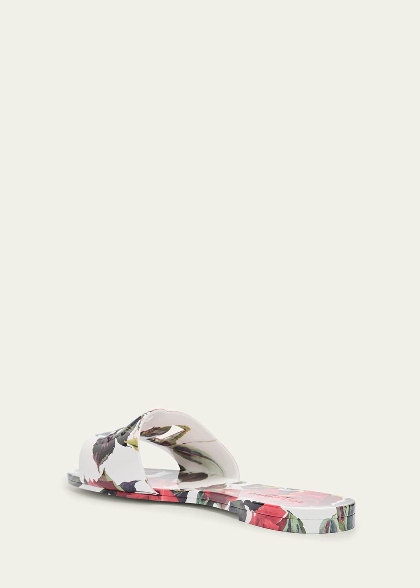 Dolce&Gabbana Bianca Floral Rubber DG Flat Sandals Image 4 of 6