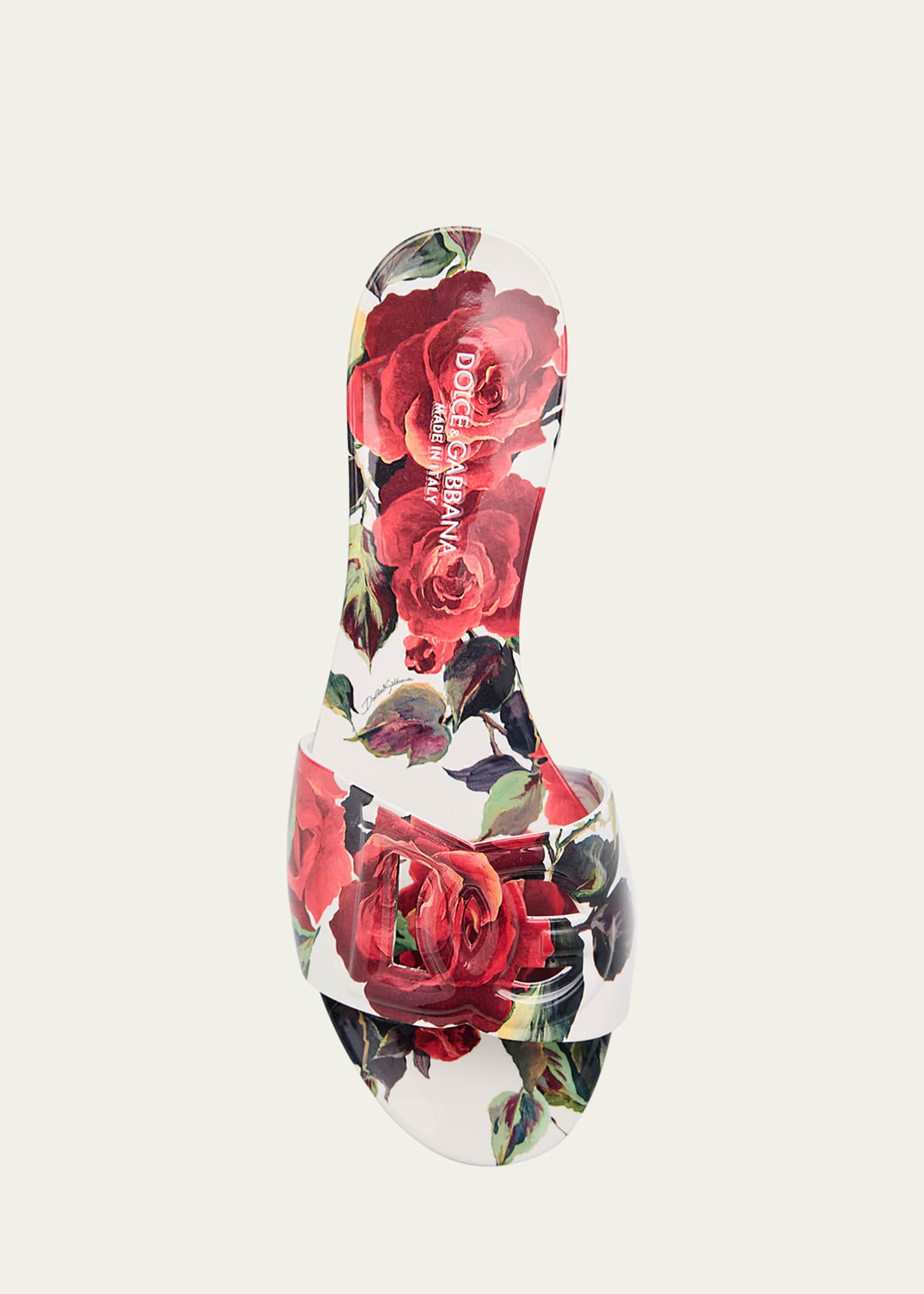 Dolce&Gabbana Bianca Floral Rubber DG Flat Sandals Image 6 of 6