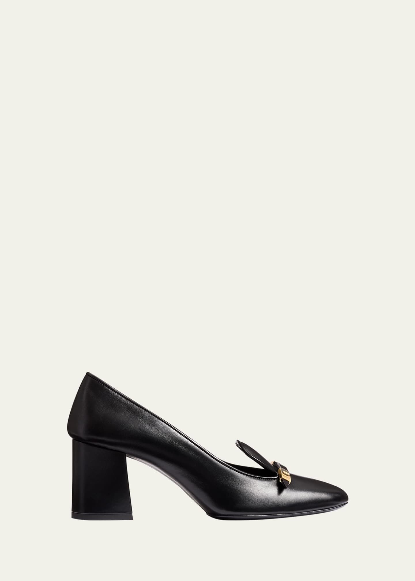 Khaite Elio Leather Buckle Loafer Pumps