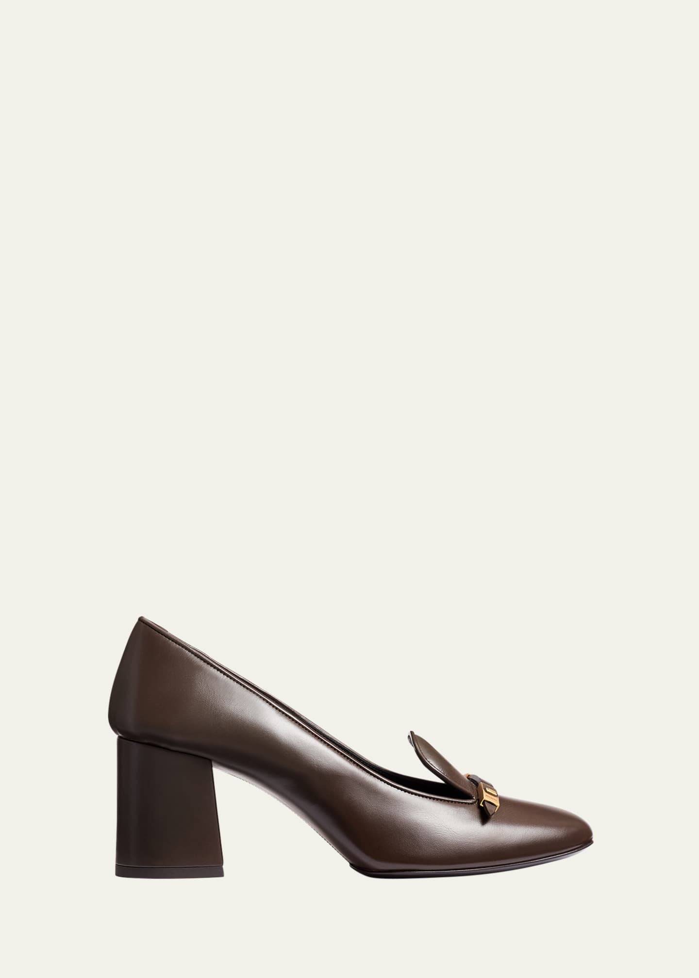 Khaite Elio Leather Buckle Loafer Pumps