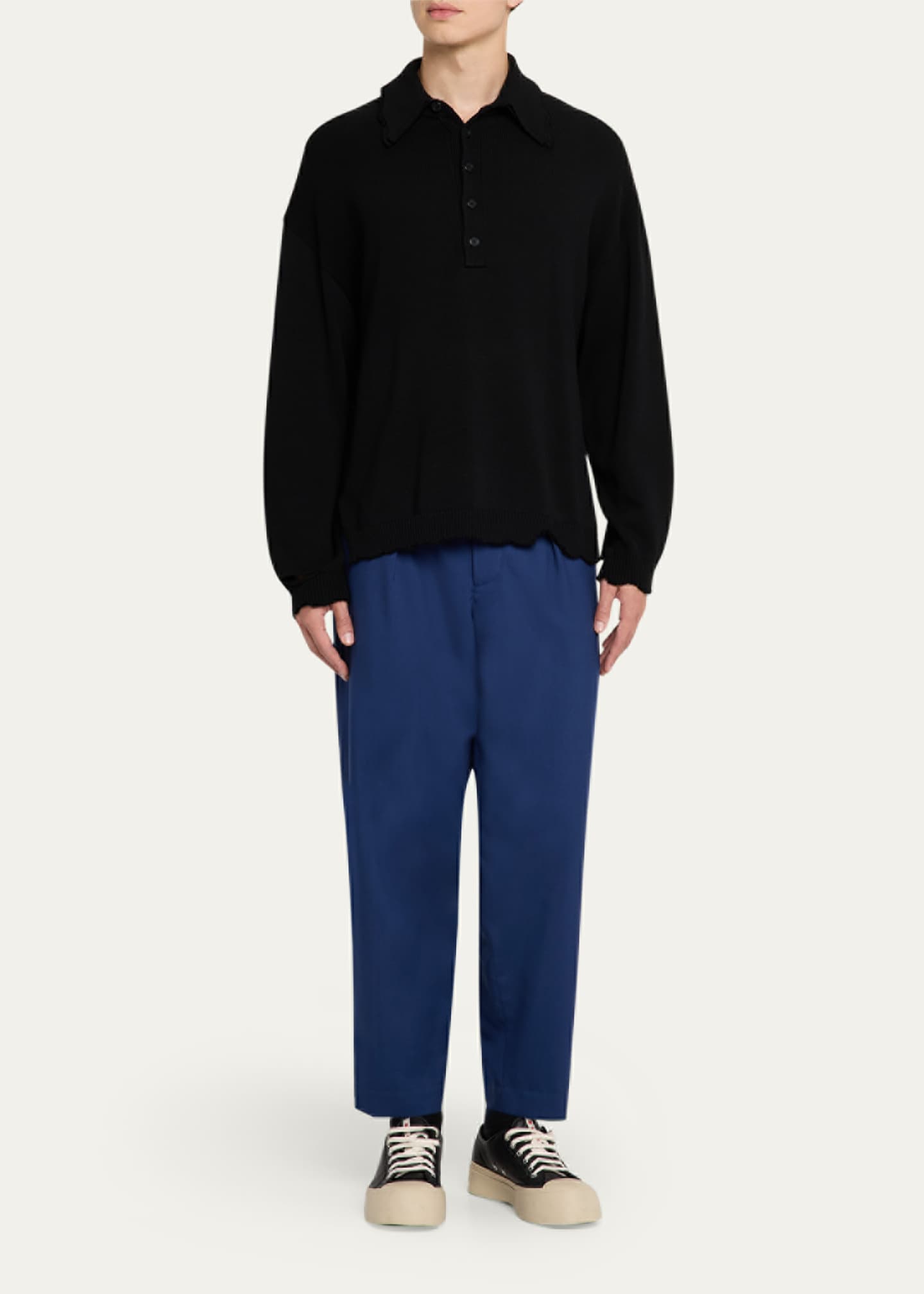 Marni Men's Tropical Wool Cropped Trousers Image 2 of 5