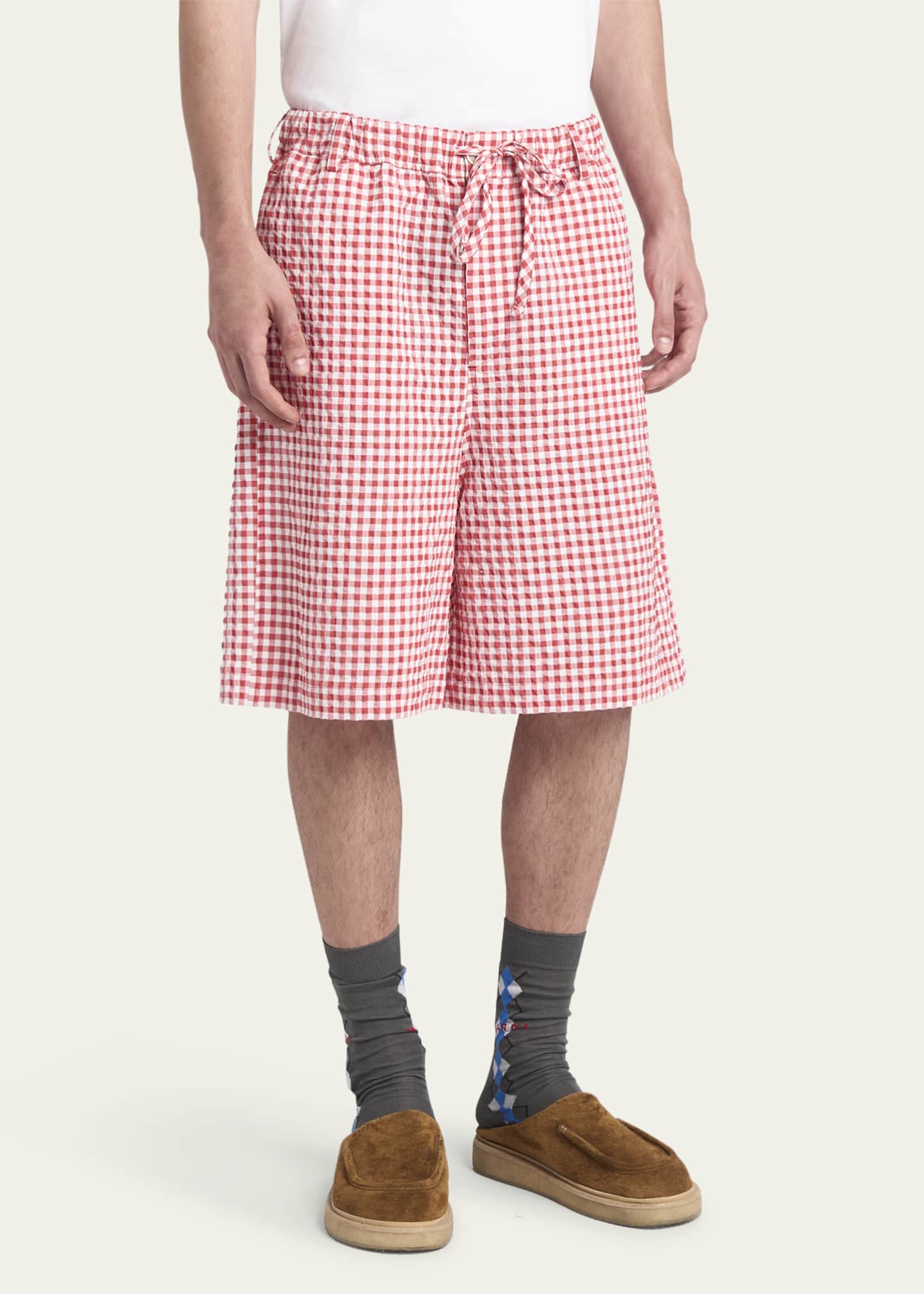 Marni Men's Gingham Seersucker Shorts Image 4 of 5