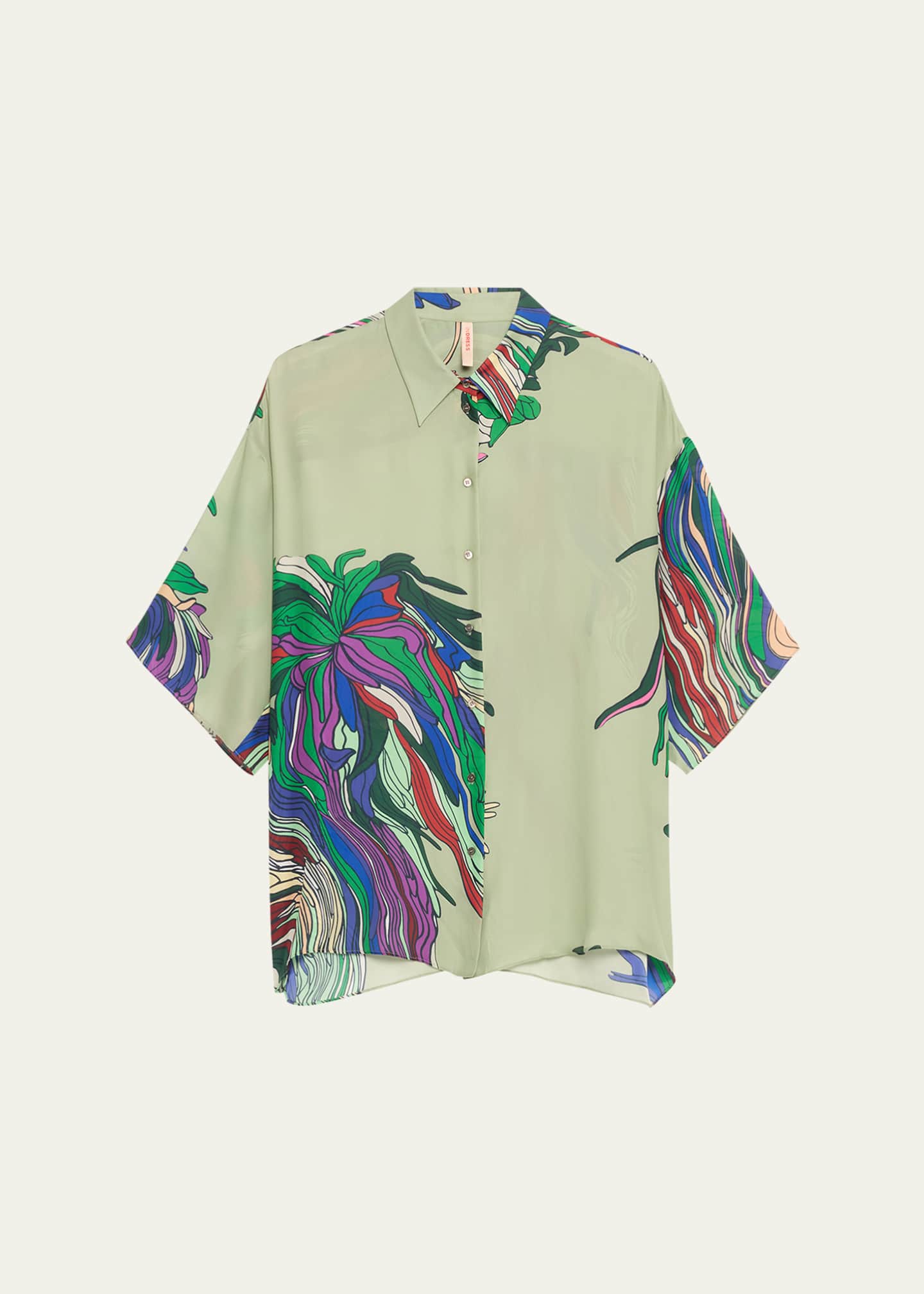 INDRESS Organic Abstract Button Down Silk Shirt Image 1 of 5