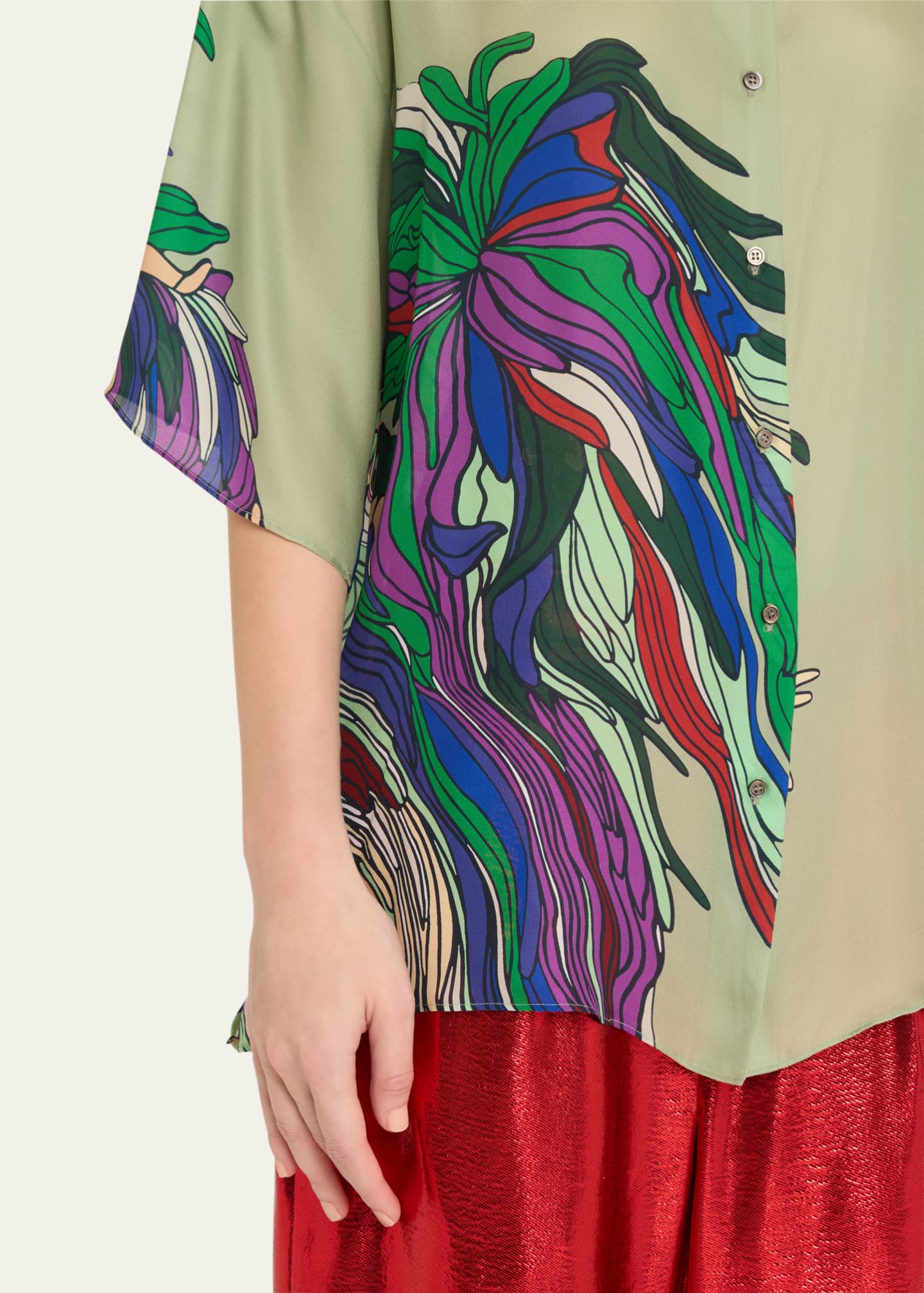 INDRESS Organic Abstract Button Down Silk Shirt Image 5 of 5